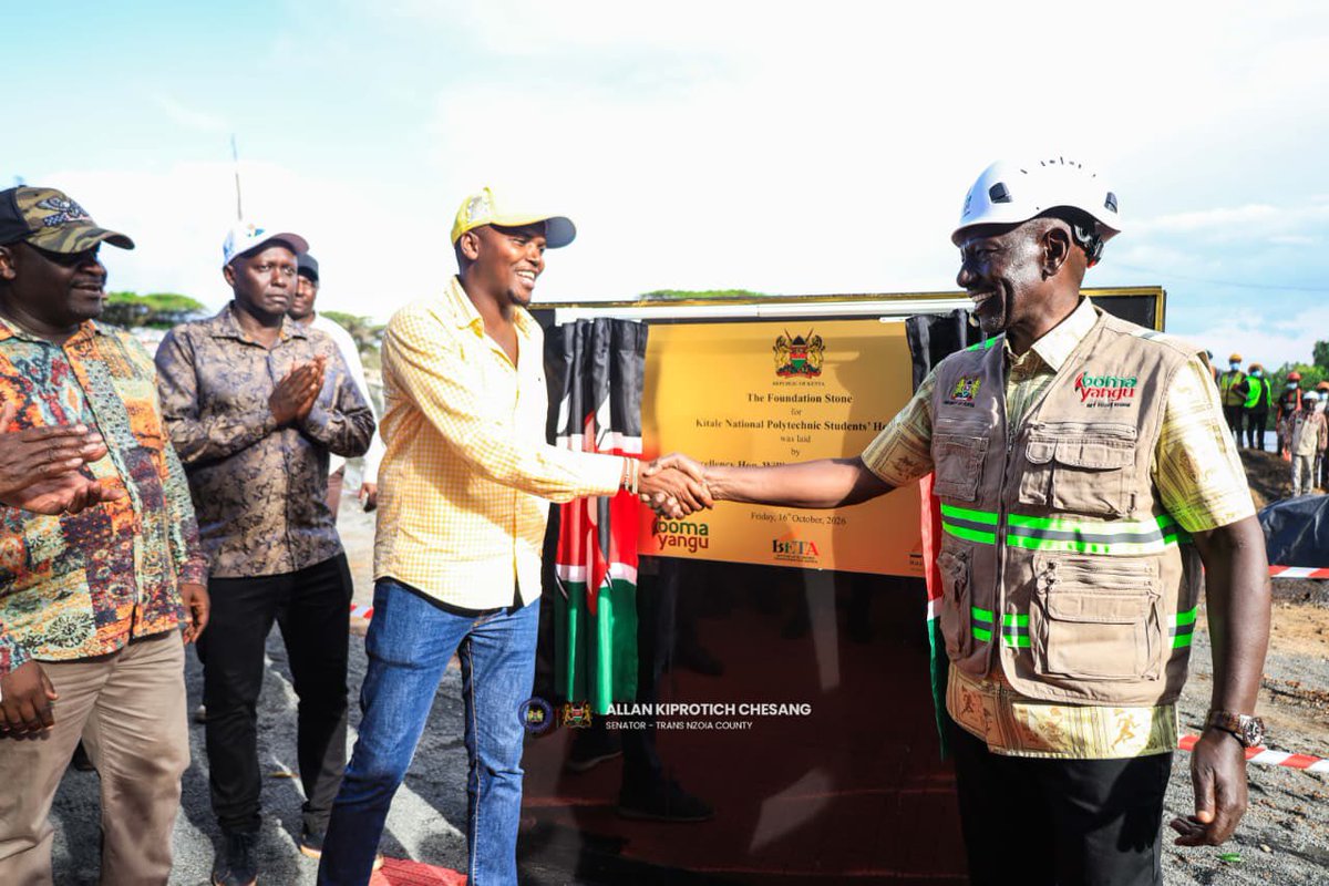 HonAllanChesang's tweet photo. Joined H.E. President William Samoei Ruto for the launch of the County Commissioner’s Office–Kijana Wamalwa Referral Hospital Road in Kitale, Trans Nzoia County.

This vital project will ease movement, improve access to healthcare and enhance connectivity within Kitale town.

Better infrastructure, better services, better lives.