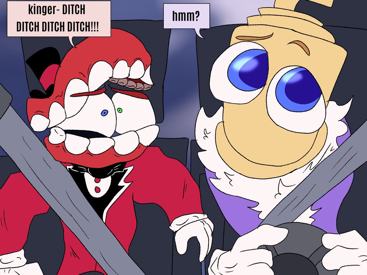 moony_nsfw57's tweet photo. KINGER FUCKING LOCK IN AND FOCUS BEFORE WE- *loud cartoon crash sound* FUCK. Now we won't make it to the beach! 

RLTOBER DAY 16: road trip 🚗

CREDITS: @kainescarnival 

#RLTOBER #rltober #royalteeth #TADC https://t.co/OX4wjewrYk