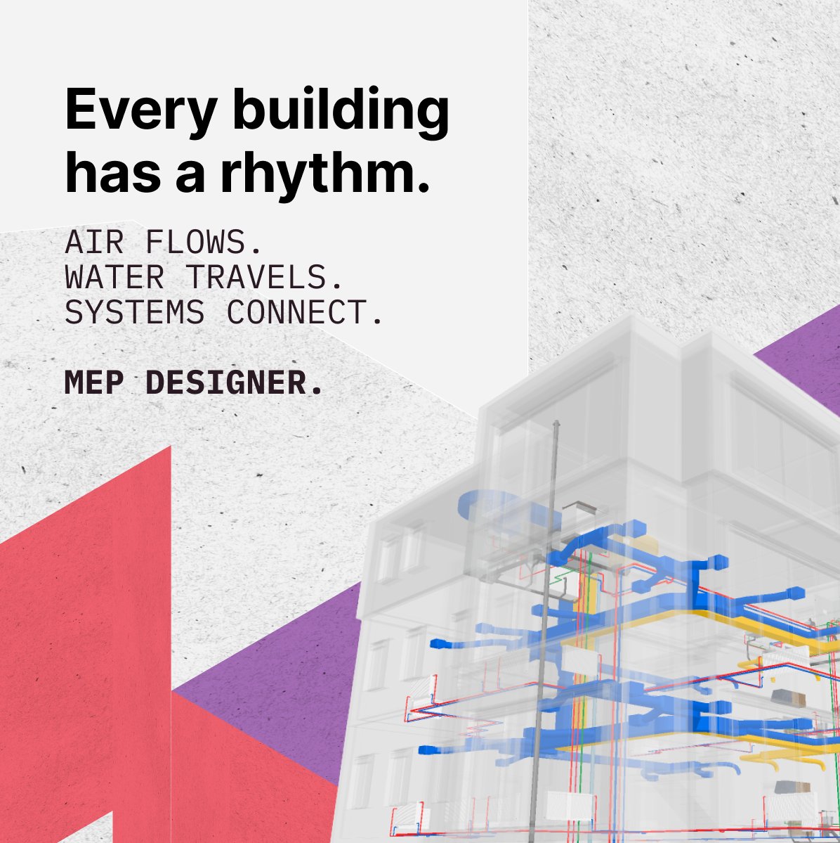 ARCHICAD's tweet photo. It looks still. But it’s not.

Air flows. Water travels. Heat circulates. Systems connect.

What you see is only part of the building, which is live.
See what keeps it moving with MEP Designer. https://t.co/E4kz9D2Y6R