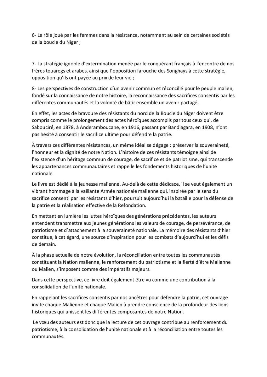 ChoguelKMaiga's tweet photo. Le livre « La Résistance des populations maliennes du nord de la Boucle du Niger face à l’agression coloniale de la France (1893-1923) » :
Une contribution de Choguel Kokalla MAÏGA et Pr Issiaka Ahmadou SINGARÉ au renforcement de l’unité et de la réconciliation nationales. https://t.co/lOIIv8G4rm