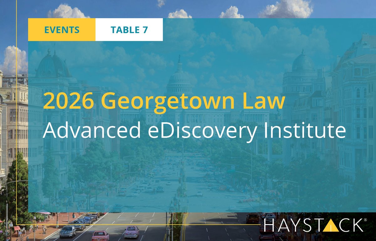 HaystackID's tweet photo. ⚖️ Caught between U.S. discovery obligations and local privacy laws?

Learn how to balance both at the 2026 Georgetown Law Advanced eDiscovery Institute (AEDI) with @HaystackID® #DataPrivacy expert Christopher Wall.

🔗 Learn more: https://t.co/ihFu59hxZQ

#LegalTech #eDiscovery https://t.co/HnCkSwJnap