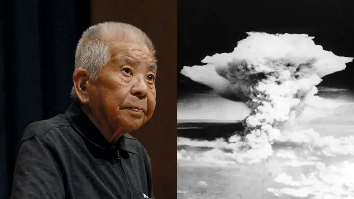 VoicesofWW2's tweet photo. August 6, 1945. A 29 year old engineer is walking to work in Hiroshima on the last day of a three month business trip.

He's packed. He's going home to his wife and baby son tomorrow.

He looks up and sees a bomber high overhead. Something small falls from it.

Then the sky turns white.

His name was Tsutomu Yamaguchi. He designed oil tankers for Mitsubishi, and he'd been sent to Hiroshima to work at the company's shipyard. He was about two miles from where the bomb exploded.

The blast threw him off his feet. It burst his eardrums. It burned the left side of his upper body, his face and arms. For a while he couldn't see.

He spent the night in an air raid shelter in a city that no longer existed.

The next morning, badly burned, he found two of his coworkers who had also survived. Together they made their way through the ruins to a train station and got on one of the few trains still running.

They were going home.

Home was Nagasaki.

He got back on August 8, covered in bandages. His family barely recognized him. Doctors treated his burns. Most people would have stayed in bed.

On August 9, Yamaguchi reported to work.

He was sitting in the Mitsubishi office in Nagasaki, telling his boss what had happened in Hiroshima. How one bomb had wiped out an entire city. According to Yamaguchi, his boss told him that was impossible. That he must be out of his mind.

And at that moment, through the window, the room filled with the same white light.

The second atomic bomb had just exploded over Nagasaki. Once again, Yamaguchi was about two miles away.

The blast tore the bandages off his burns. The office was wrecked. And somehow, again, he lived.

He rushed home terrified of what he'd find. His house was destroyed. But his wife and son had survived too. They had gone out looking for burn ointment for him and were sheltering in a tunnel when the bomb hit.

Treating his injuries from the first bomb may have saved them from the second.

He was sick for a long time. His hair fell out. He had fevers and infections. But he recovered. He went back to work, raised a family, and lived a normal life for decades. He rarely talked about it publicly.

Hundreds of people are believed to have lived through both bombings. But in 2009, the Japanese government officially recognized Yamaguchi as a survivor of both, the only person ever formally given that status.

Late in life he finally started speaking out against nuclear weapons. He even addressed the United Nations.

He died in 2010 at the age of 93.

He was hit by the only two atomic bombs ever used in war. And he outlived the century they were dropped in.