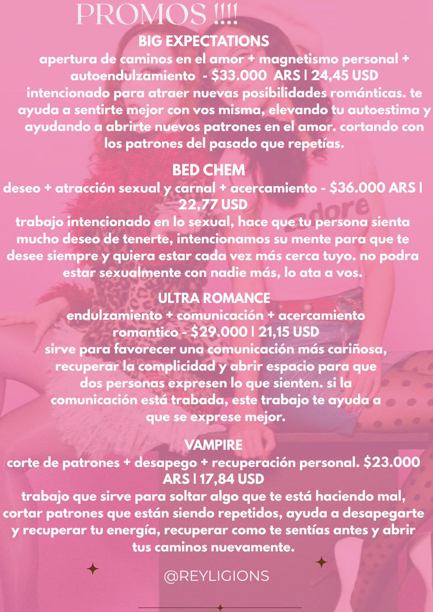 reyligions's tweet photo. hola bellas tengo agenda abierta para lecturas y hechizos. Agenda solo por wsp: +54 9 3454 394748

reseñas de mis trabajos: https://t.co/08LT0JZtsg

promos y mi catálogo de hechizos:

https://t.co/6Zl0rNxQH5 https://t.co/6Ry309rTuI