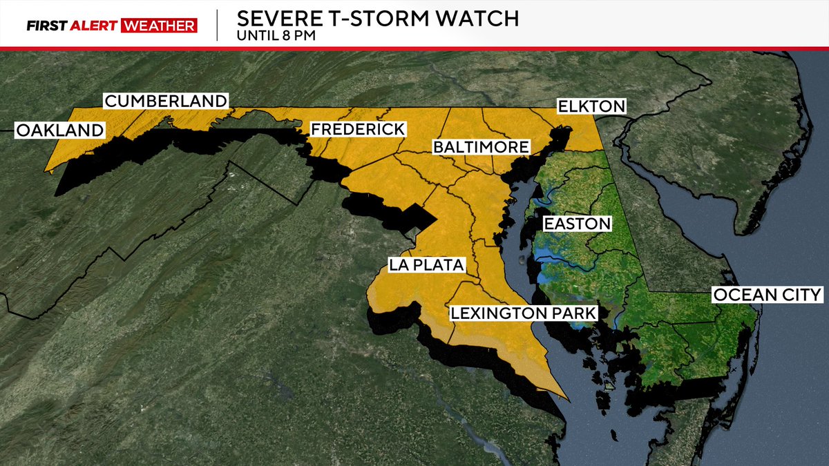 CutterMartin's tweet photo. 🚨 Risk of severe storms increases this evening. Have a way to get severe weather alerts. Gusty winds, isolated tornado are the greatest threats. @WJZ https://t.co/GZQqrzEl5R