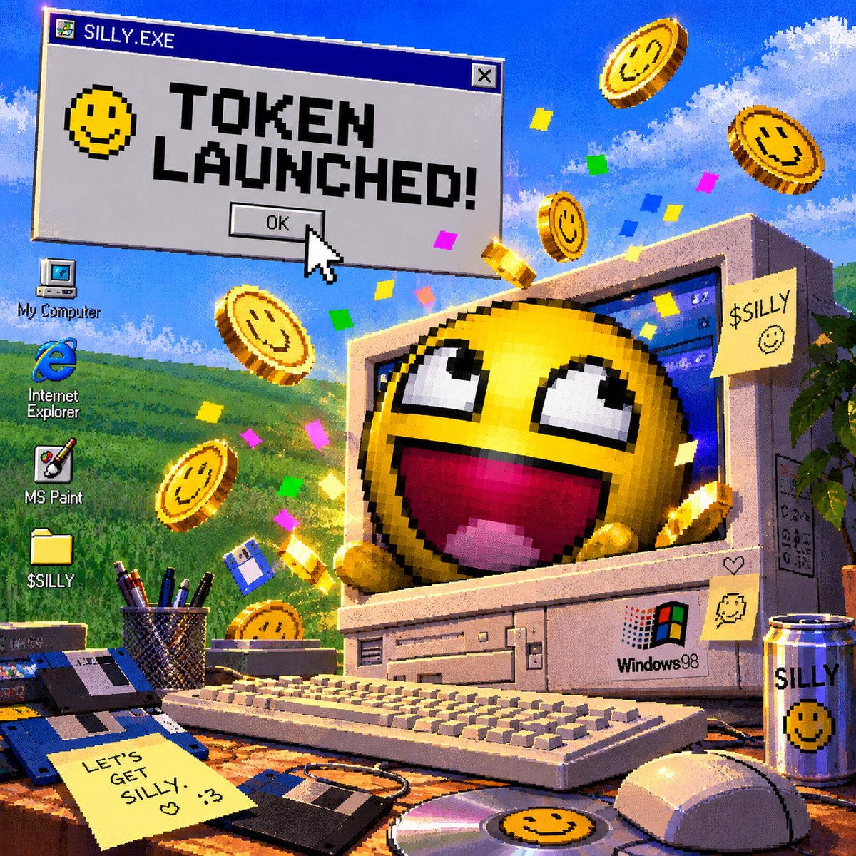 sillyexe_sol's tweet photo. 🚀 SILLY.EXE HAS OFFICIALLY LAUNCHED! 💾

born in MS Paint. raised by Windows 98.
now living on the blockchain. 🌐

solana:7EYnhQoR9YM3N7UoaKRoA44Uy8JeaZV3qyouov87awMs is LIVE! 💛

CA: DTsfJ3GM8SeXBv6zH9GMANDRnWrLqEn9eb9XXULppump

#Solana #Crypto #PumpFun #Memecoin #Trader https://t.co/TZA4Q3y8nH
