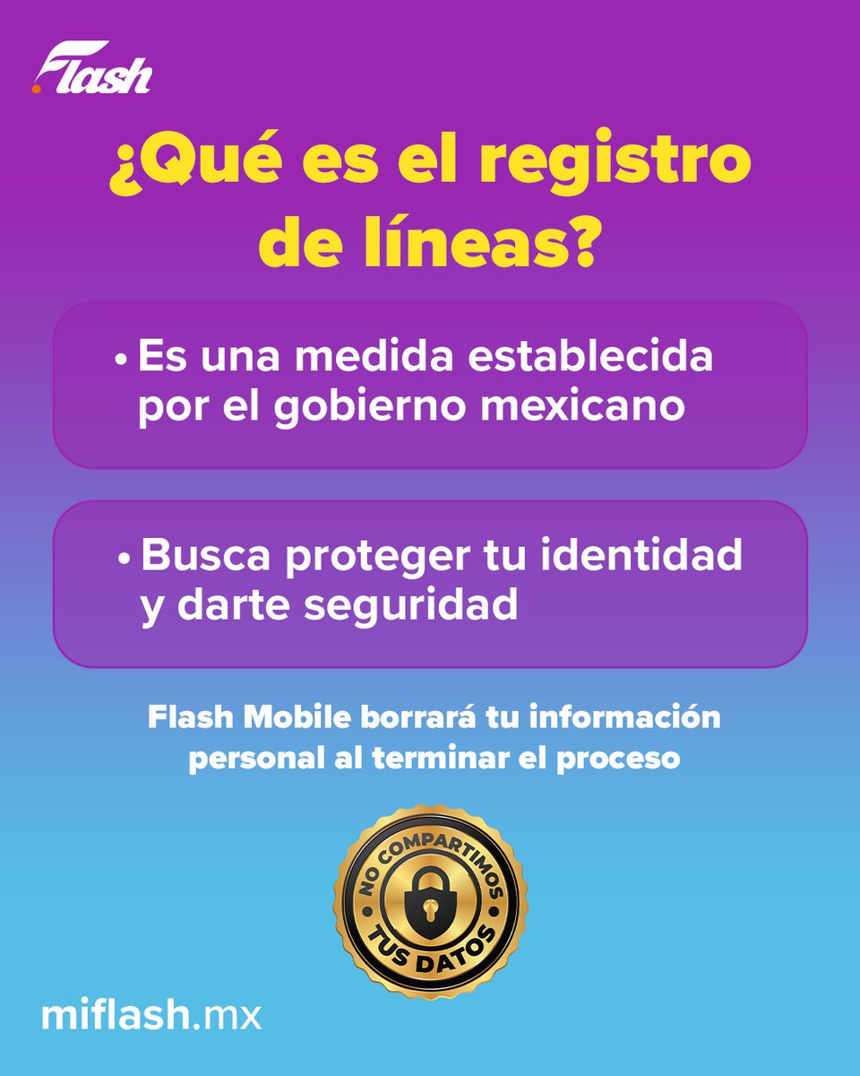 FlashOficialMX's tweet photo. No se te vaya a pasar el registro de tu línea. Si tu número termina en 5, el 31 de octubre es tu fecha límite 📲
No esperes hasta el último día, hazlo ahora. Es rápido y seguro.
Registra tu línea Flash: https://t.co/NVxbMfq2XD
#TurboCel #RegistroDeLíneas https://t.co/rx4cK93Tat