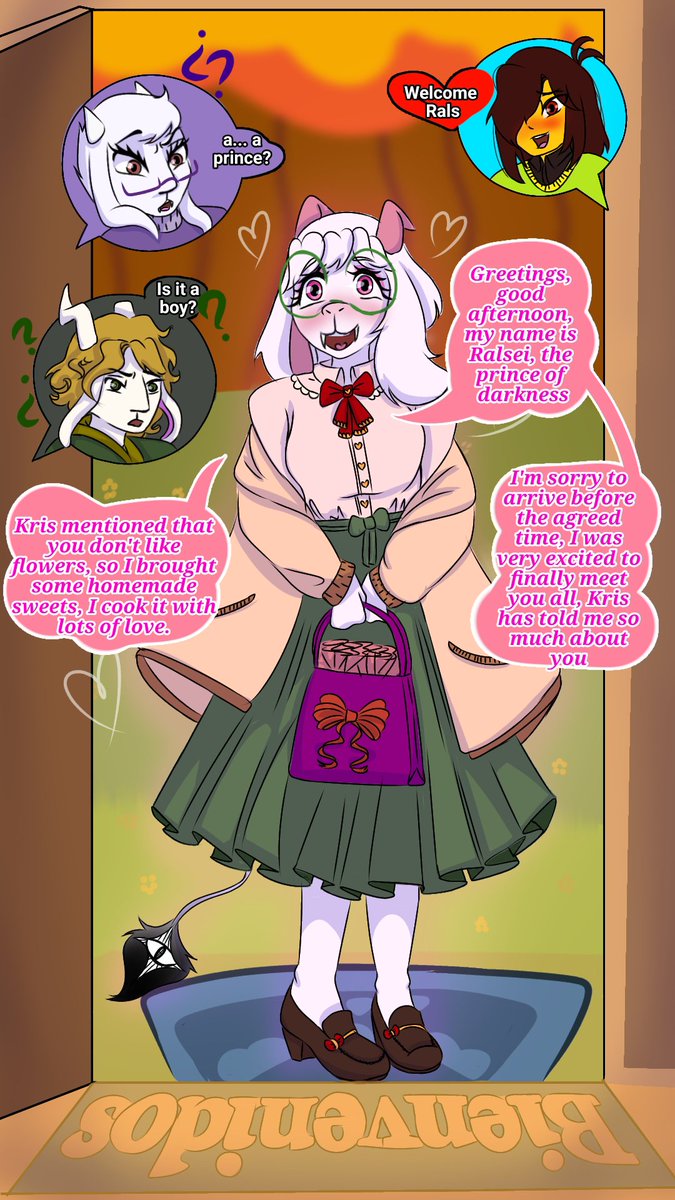 Maomig_UwU's tweet photo. 🏡🍰🐐 #kralseitober2026 🐐🍰🏡

Day 16: free day!!! 
Getting to know the mother-in-law and the brother-in-law 

Español abajo, en el hilo 
#kralsei #kralseitober #deltarunefanart #krisxralsei https://t.co/6HyETs8eHy