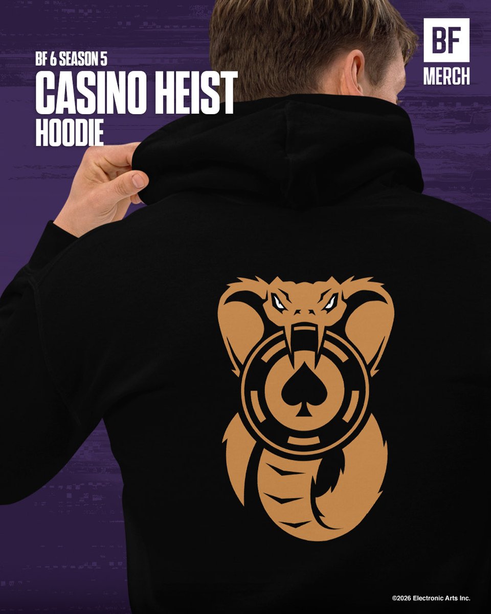 BF_Merch's tweet photo. The Siege of Vegas Has Begun🎰

Gear up to face the chaos of the Vegas Strip with the new Battlefield 6 Season 5 Collection.

Ready to go all in? https://t.co/iM7PZhYBDp 

@Battlefield #Battlefield #BattlefieldMerch https://t.co/HdAcLkV1Cr
