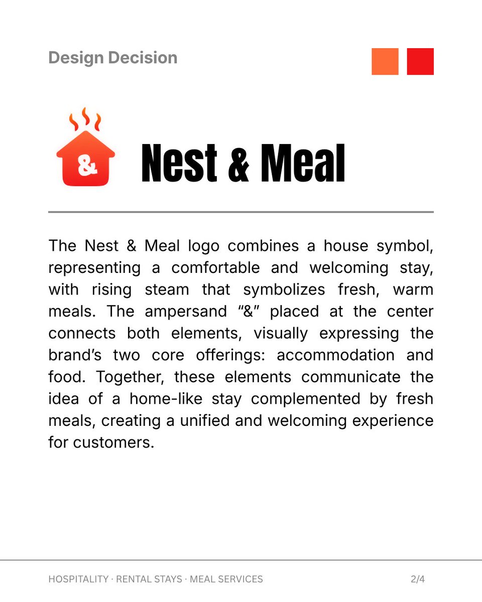 sanchitkhope005's tweet photo. A place to stay. A meal to enjoy. One identity that brings both together.
Introducing Nest &amp; Meal a brand concept that connects accommodation and meal choices in one convenient experience.

I'd love to hear your thoughts, let's discuss in comment..!

#BrandIdentity #LogoDesign https://t.co/J32SIidKq5