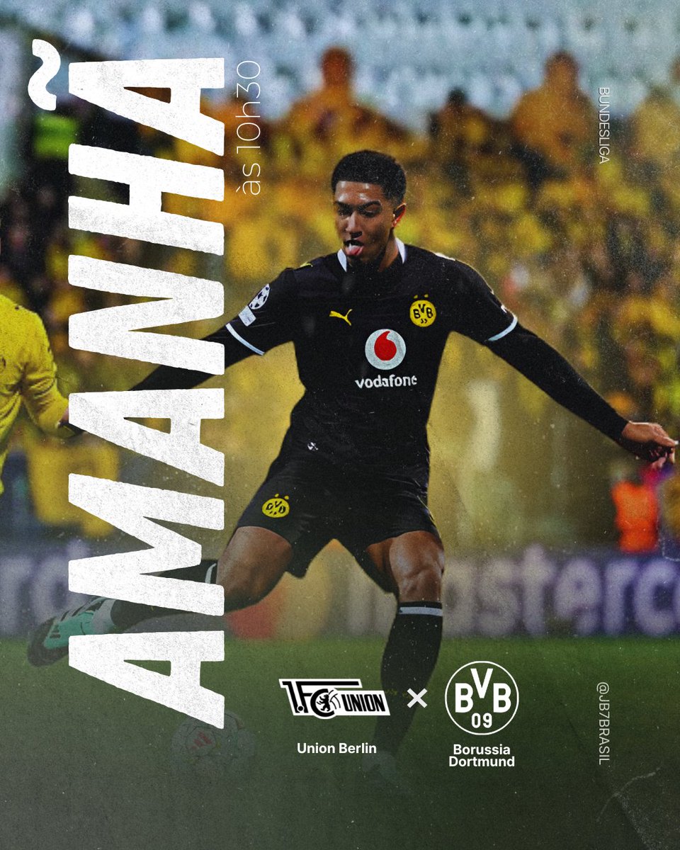 JB7BRASIL's tweet photo. 🚨 MARCA NA AGENDA PARA NÃO ESQUECER!

Amanhã tem Jobe Bellingham e companhia  em campo!

⚽️ Union Berlin x Borussia Dortmund
🕥 10h30 (horário de Brasília)
📺 Onde assistir: CazéTV https://t.co/fdM5SUoSb8