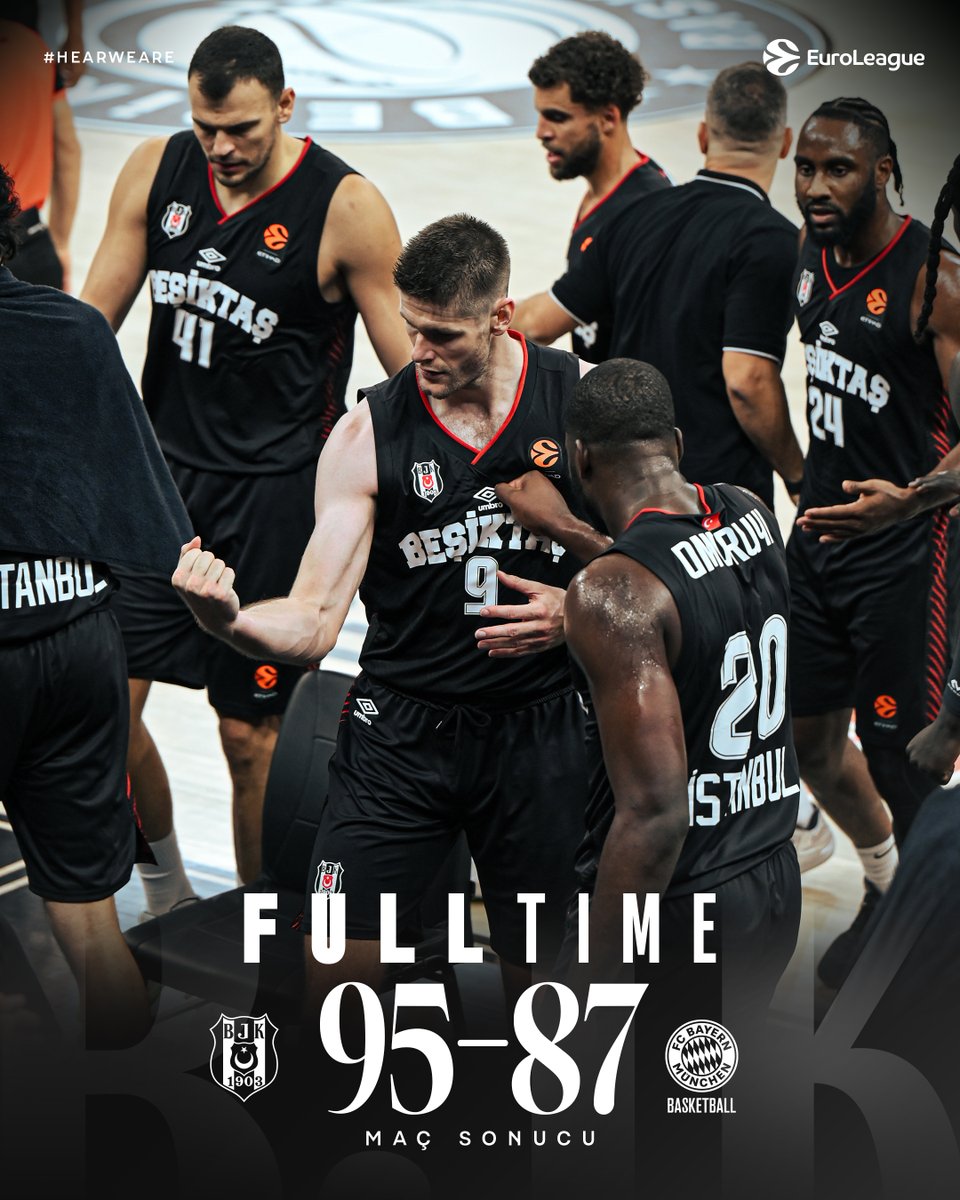 BJK_Basketbol's tweet photo. Evimizde galibiyet bizim! 💪

Beşiktaş 95-87 Bayern Munchen

@EuroLeague | #HearWeAre 🦅 https://t.co/1cO2o5U6iz