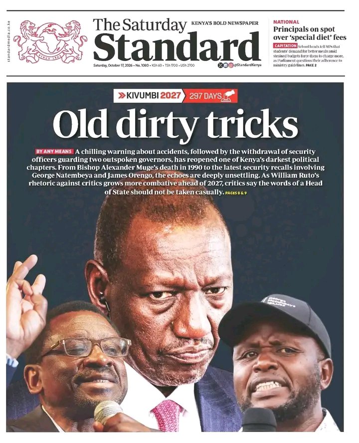 ivymuthe's tweet photo. Front page of standard newspaper for tomorrow https://t.co/AMFjNOnIFd