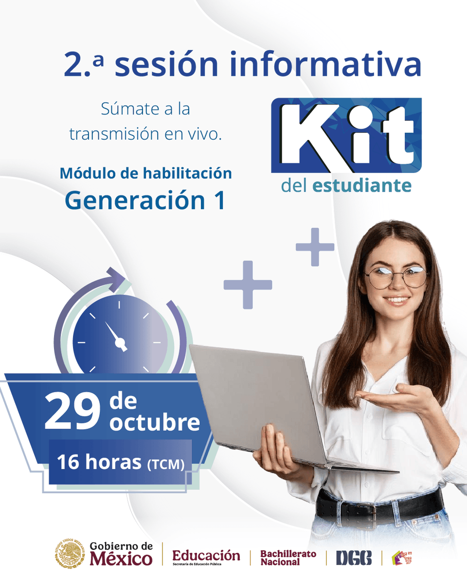 PrepaLineaSEP's tweet photo. 🎓💻 ¿Ya formas parte de la generación 1?

Acompáñanos en la segunda sesión informativa y conoce información clave sobre tu acceso a la plataforma, el aula virtual y el módulo de habilitación. 👇

🔗 https://t.co/RCqam91pv1 

#PLSEPG1 https://t.co/6ReoheQuyI