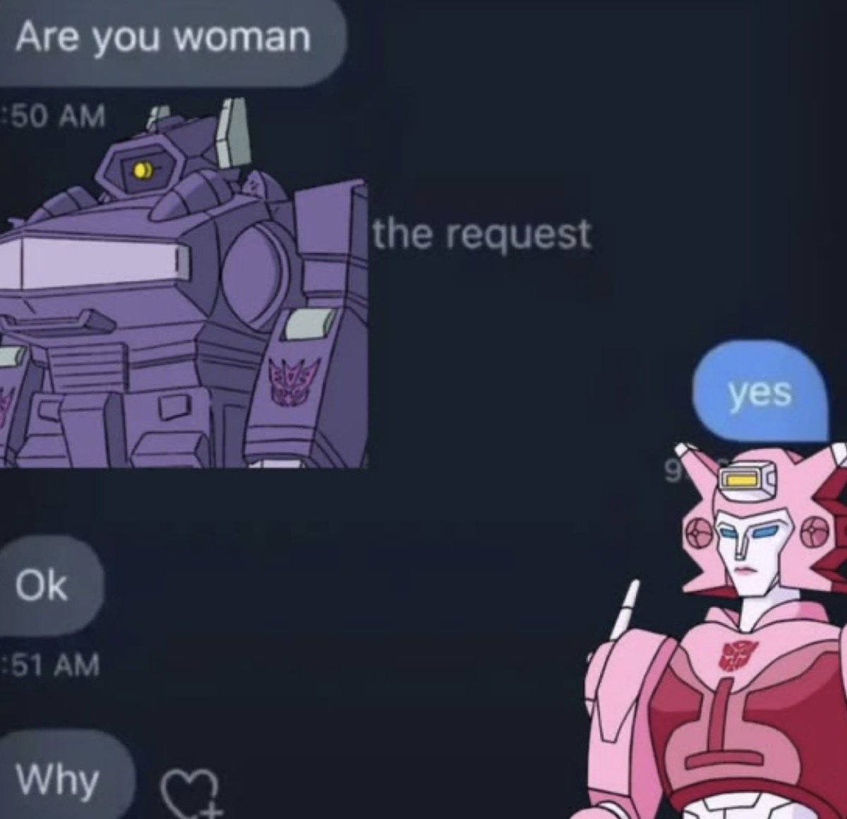 Caltainty's tweet photo. Shockwave don’t understand women https://t.co/lmPLi5TuYL