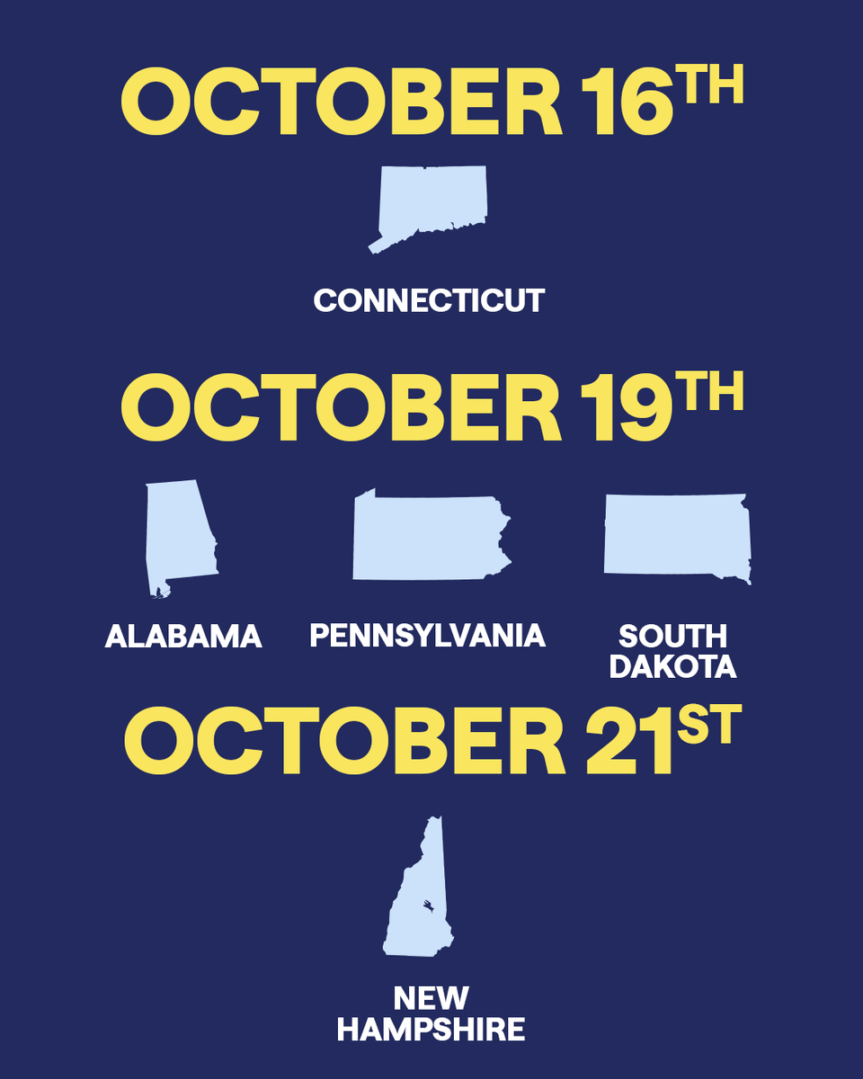 CommonCause's tweet photo. 🚨 These states have in-person voter registration deadlines coming up soon! 

Think you’re already registered? Double check anyway! 

👉 Go to https://t.co/293oaD7c7y to confirm your registration status and make sure your information is up to date. https://t.co/CsSa8aS1X9