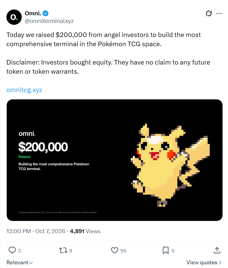stitchdegen's tweet photo. Quite a few people have been asking me about $OMNI lately, so I wanted to share some research and my thoughts after spending some time looking into the project

$OMNI launched less than an hour ago, so it's still a pretty risky gamble at this point. However, what caught my attention wasn't the initial price action, but the business model and the actual product behind the token

I've looked into the product, tokenomics, team activity, and some of the data they've recently shared. Personally, I think there's an interesting idea here, but it's still way too early to tell how far this project can go

1. First, what exactly is $OMNI building?

Omni Terminal is a data aggregation platform focused on graded Pokémon cards, including PSA, BGS, and CGC

If you've ever looked into the Pokémon TCG market, you'll know that pricing and buying these cards isn't always straightforward. The same card can be listed on eBay, Alt, Fanatics Collect, Goldin, or Collector Crypt at completely different prices

Buyers usually have to search multiple platforms, compare prices, and check sales history themselves

Omni is trying to solve this by bringing data from different marketplaces into a single terminal, making it easier to track listings, compare prices, and identify trading opportunities

Some of the features they've introduced include :

> Markets : Aggregates listings across multiple marketplaces.

> Omni500 : Tracks 500 cards ranked by market cap.

> Portfolio: Helps users manage their collections and compare cost basis against current market value.

> Auto-buy / Auto-bid : Automatically buys or places bids based on user-defined conditions

> Gacha : Integrates pack-opening activities from Collector Crypt

> Omni-SI : A tool for querying card market data

What I like here is that Omni is trying to solve an actual problem rather than building an entire narrative around a token

The collectibles market has existed for years, and if Omni can genuinely help users find better deals or save time, there's a reason for people to use the product even when memecoin activity slows down

That said, the product is still very new, and there's nowhere near enough operating history to judge whether it can build a lasting competitive advantage

2. The connection between $OMNI and $CARDS is pretty interesting

One detail worth mentioning is that $OMNI launched with an OMNI/CARDS trading pair on PumpSwap instead of the usual SOL pair

This connects directly to Collector Crypt, a platform operating in the tokenized Pokémon card ecosystem

Omni integrates Collector Crypt into its product, allowing users to access pack-opening activities, track cards, and compare data across other marketplaces

According to the team, Omni also generates revenue through its relationship with Collector Crypt, while $CARDS is included in the platform's user reward system

So pairing $OMNI with $CARDS isn't just about creating a narrative. It also connects the token to the ecosystem the product is targeting

Personally, I think the choice makes sense

However, there's an important distinction here. Integrating Collector Crypt and using $CARDS as a liquidity pair doesn't mean Collector Crypt guarantees the value of $OMNI or is committed to supporting its price

Those are two completely different things

3. Tokenomics and the buyback & burn mechanism are probably the most interesting parts

According to Omni's published model, the platform generates revenue from several sources :

> Auto-buy fees of around 2% and Auto-bid fees of around 5%

> Revenue generated through its relationship with Collector Crypt

> Data and index licensing

The team says 90% of revenue will be used to buy back and burn $OMNI, while the remaining 10% is allocated to Treasury operations and user rewards

More importantly, the project has announced that approximately 118.7M $OMNI has already been burned, representing nearly 11.9% of the initial supply

Following the burn, the supply displayed on the website was approximately 852.5M tokens

Another 99.5M $OMNI from the dev allocation has reportedly been locked through Streamflow until February 1, 2027

If these burns and lockups are fully verified on-chain, they're relatively positive developments from a supply management perspective

However, I wouldn't look at the burn percentage alone and assume the token has to go up

What matters more is whether the platform can continue generating revenue

A large burn immediately after launch can attract attention, but the long-term value of this model depends on whether the business can sustain its operations

Simply put, I want to see Omni continue attracting users, generating fees, and executing regular buybacks rather than relying on one impressive burn at launch

4. Omni's Treasury is another interesting part of the project

Instead of holding only stablecoins or tokens, Omni has built a Treasury consisting of actual graded Pokémon cards

According to the figures shared by the team, the Treasury currently holds 28 graded cards with a total acquisition cost of approximately $45,911

Their estimated market value is around $85,408, representing approximately $39,497 in unrealized profit, or roughly 86%

Those numbers look impressive, but it's important to remember that these are unrealized gains. An estimated market value doesn't necessarily mean every card can immediately be sold at that price

The team plans to use the Treasury to reward users and potentially sell cards to generate additional funds for token burns

Personally, I think this model fits the project's narrative quite well

If you're building a terminal for the Pokémon TCG market, holding an actual portfolio of graded cards creates a more direct connection between the product and its Treasury activities

Still, the effectiveness of this strategy needs to be demonstrated through real transactions rather than estimated asset valuations alone

5. What has the team actually accomplished, and are there real users?

Although $OMNI launched less than an hour ago at the time of writing, Omni Terminal had already been under development before the token launch

Based on the timeline shared, Omni began appearing publicly in early October

The team says it raised approximately $200K from angel investors to develop the terminal. This was described as an investment in the company rather than a direct fundraising round for the $OMNI token

Over the past 10 days or so, the team has been consistently shipping product updates

On October 8, they introduced Omni500 and improved card data coverage

Between October 11 and 12, they continued upgrading Portfolio, Dashboard, Treasury, search filters, and the mobile interface

Season 1 Points was introduced on October 13, followed by the $OMNI token launch on October 16, alongside announcements regarding the burn and dev token lockup

I think the pace of development is worth acknowledging, especially for such a new project

As for actual usage, the latest figures shared by the team show 694 accounts and approximately $725K in volume processed through the platform

For a product that's only been public for around 10 days, that's not a bad start

However, 694 accounts don't necessarily mean 694 regularly active users. Likewise, $725K in volume is not the same as $725K in revenue

I'd like to see more data on returning users, actual transactions, fee revenue, and how activity develops once the Points incentives are no longer driving participation

Those numbers will tell us much more about whether the product is gaining real traction

6. What are the next potential catalysts for $OMNI?

I haven't seen a sufficiently detailed public roadmap confirming major upcoming events such as CEX listings or new partnerships

However, there are a few things worth watching

The first is Season 1 Points

Users can earn points through Gacha, Auto-buy, and Auto-bid activities. These points are used to determine monthly reward distributions involving $OMNI, $CARDS, and $USDC

The top three users on the leaderboard can also receive graded cards from the Treasury, with first place reportedly receiving two cards

One thing to keep in mind is that Season 1 only started around October 13, so the first end-of-month reward distribution hadn't taken place at the time these details were shared

The second catalyst is future buybacks and burns

If Omni continues generating revenue and follows through on its commitment to use 90% of that revenue for token buybacks, it could create a recurring source of buying demand over time

Finally, there's the continued development of the terminal, including broader data coverage and improvements to the user experience

In my opinion, the most important catalyst isn't some unexpected listing announcement

It's whether Omni can prove that its product generates consistent revenue and retains users beyond the initial launch hype

7. There are still several risks I wouldn't ignore

+ First is the project's age

Omni had only been publicly active for around 10 days before launching its token, so there's very little history available to evaluate its long-term execution

+ Second is token distribution

Some on-chain analysts have raised concerns about the relatively high number of fresh wallets among the top holders

One analysis claimed that approximately 63 of the top 100 wallets were newly created and collectively controlled close to 43% of the supply, excluding locked tokens

I haven't independently verified those figures, so I wouldn't jump to conclusions about bundling or manipulation

However, it's definitely something worth investigating before taking a large position.

+ Third, I haven't seen a publicly disclosed formal audit

Locking part of the supply and burning tokens doesn't eliminate risks related to smart contracts, liquidity, or other wallets

Also, since $OMNI trades against $CARDS, traders need to pay attention to the liquidity and price movements of the paired asset as well

Finally, there's a big difference between a good product and a token that performs well in the market

Even if Omni continues developing, $OMNI could still face significant selling pressure if speculative capital leaves or liquidity becomes too thin to absorb large sell orders

8. Now, let's talk about the chart and my trading plan

$OMNI has already pulled back to around $1M market cap after initially running toward approximately $3 –3.5M shortly after launch

That's a pretty significant correction in a very short period of time

However, considering the token launched less than an hour ago, this kind of volatility isn't particularly surprising

What matters to me now is whether buyers return after the initial wave of selling, rather than trying to catch the bottom too early

Personally, I'm not rushing to enter at the current $1M market cap

I'm more interested in watching for a deeper dip toward the $700–800K market cap range

If price reaches that area and shows a decent buying reaction, I'll consider taking a small position as a gamble

On the other hand, if market cap drops below $400K, that's where I'll cut my losses, as the original setup would no longer fit my trading plan

Of course, these are simply the levels I'm watching, not confirmed support zones. The chart is still far too new to establish reliable technical levels

I like Omni's concept and business model, but having a good product doesn't automatically mean the token will pump immediately, especially with memecoin volume still relatively weak

So I'd rather stay patient and wait for a better entry than FOMO here

To wrap things up, I think $OMNI has a few interesting characteristics compared to the average newly launched token on https://t.co/MDT1D8rHCr

The Pokémon TCG narrative, its connection to Collector Crypt, the 90% revenue buyback & burn model, and a Treasury backed by actual graded cards all give it some differentiation

But I also don't want to overrate the project just because it has a product and attractive-looking tokenomics

It's still extremely early. The user base remains relatively small, sustainable revenue hasn't been proven, and token distribution risks still need further investigation

Most importantly, $OMNI launched less than an hour ago, so this is still a pretty speculative gamble

For me, the $700 – 800K range is where I'd be more interested in watching for a potential entry, provided the price reaction looks decent. Below $400K is where I wouldn't want to keep holding the position

I'll continue monitoring the team's activity, future buybacks, and how the chart develops over the next few hours

If the product keeps improving and revenue actually grows, this could be worth revisiting with a stronger thesis later on

For now, though, I'm prioritizing risk management and would only consider a small position

3dgGDYKaab1pAZhaEC6gZQS3PrbZdShXMcoWeVZJpump