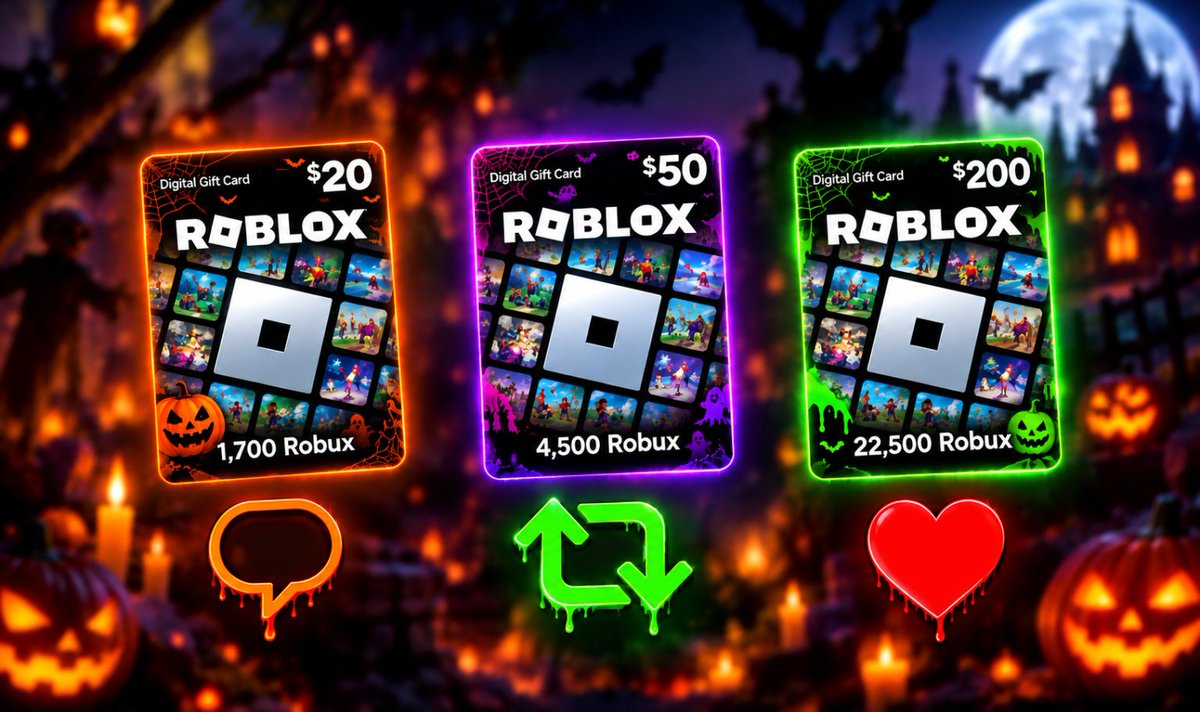 HauntedLoots's tweet photo. 🎃 Pick a Roblox Gift Card from below! 👇

👻 Follow @HauntedLoots to claim!
#Roblox #Robux #RobloxGiveaway https://t.co/IA2Wob0m1S