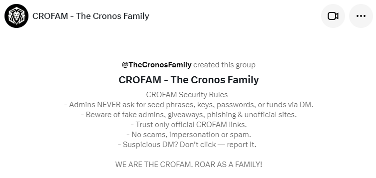 TheCronosFamily's tweet photo. 🗣️ Join CROFAM - The Cronos Family GROUP CHAT 📢

- Discuss everything Cronos 
- Hang out &amp; have a good time 
- Get first info on CROFAM Token updates
- NO Bot accounts and NO shilling

Comment with 🙋‍♂️ to get accepted!

#crofam by the crofam https://t.co/OdG3KaofKD