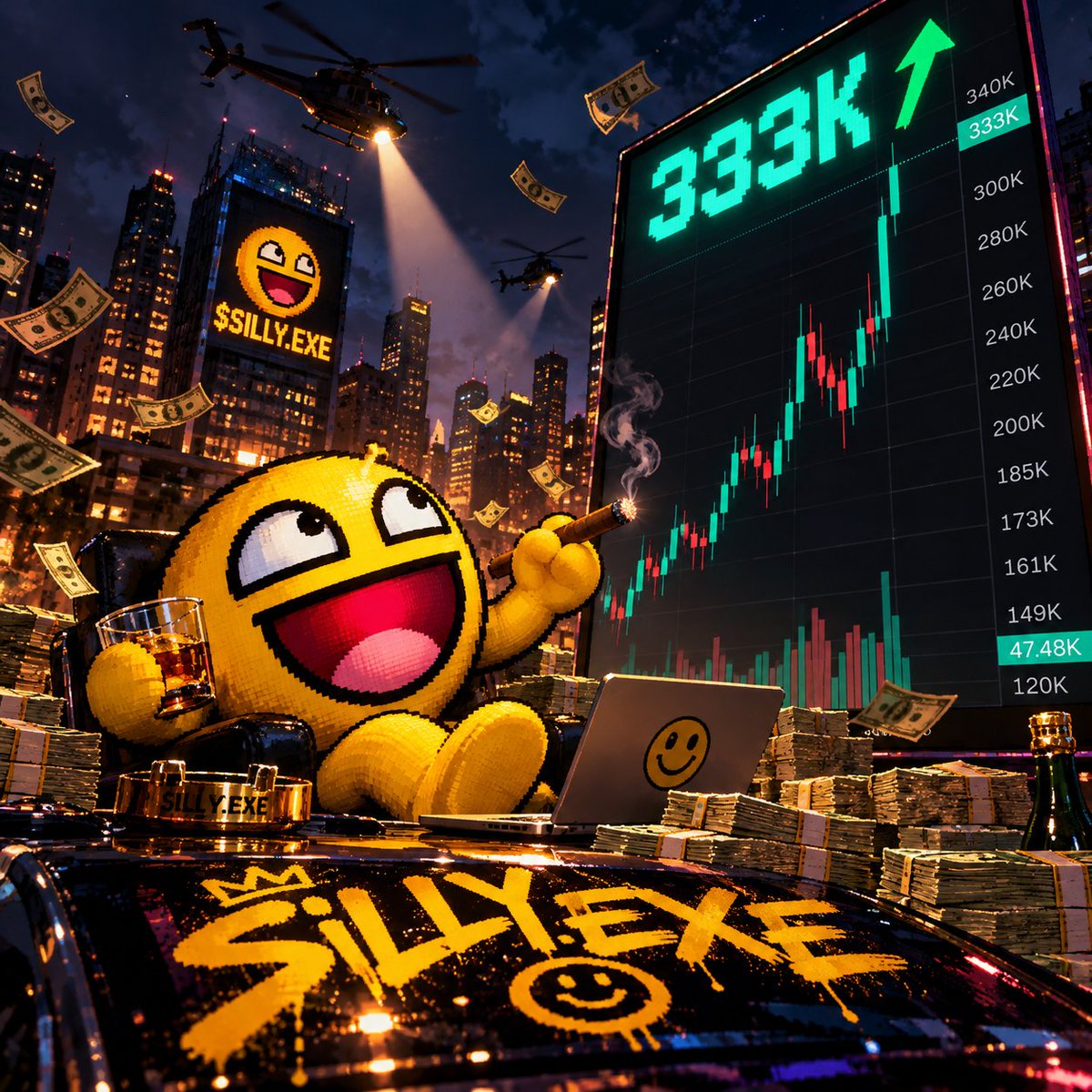 sillyexe_sol's tweet photo. 🚨 333K MARKET CAP! 💾🔥

IS UNSTOPPABLE! 🚀

From a silly MS Paint meme to 333K! 📈

No thoughts. Just green candles and pure chaos. 💛

500K NEXT? 👀🌕

#SILLYEXE #Solana #PumpFun #Trader #Crypto #Memecoin https://t.co/gM8kDG2p9t