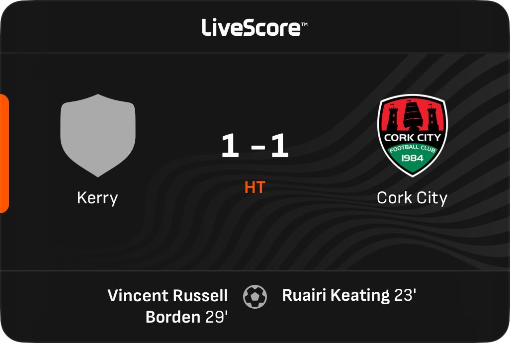 CCFCExiles's tweet photo. Level in Tralee at HT - Keats on the mark ⚽️ #CCFC84 Kerry vs Cork City https://t.co/i51PeAambo