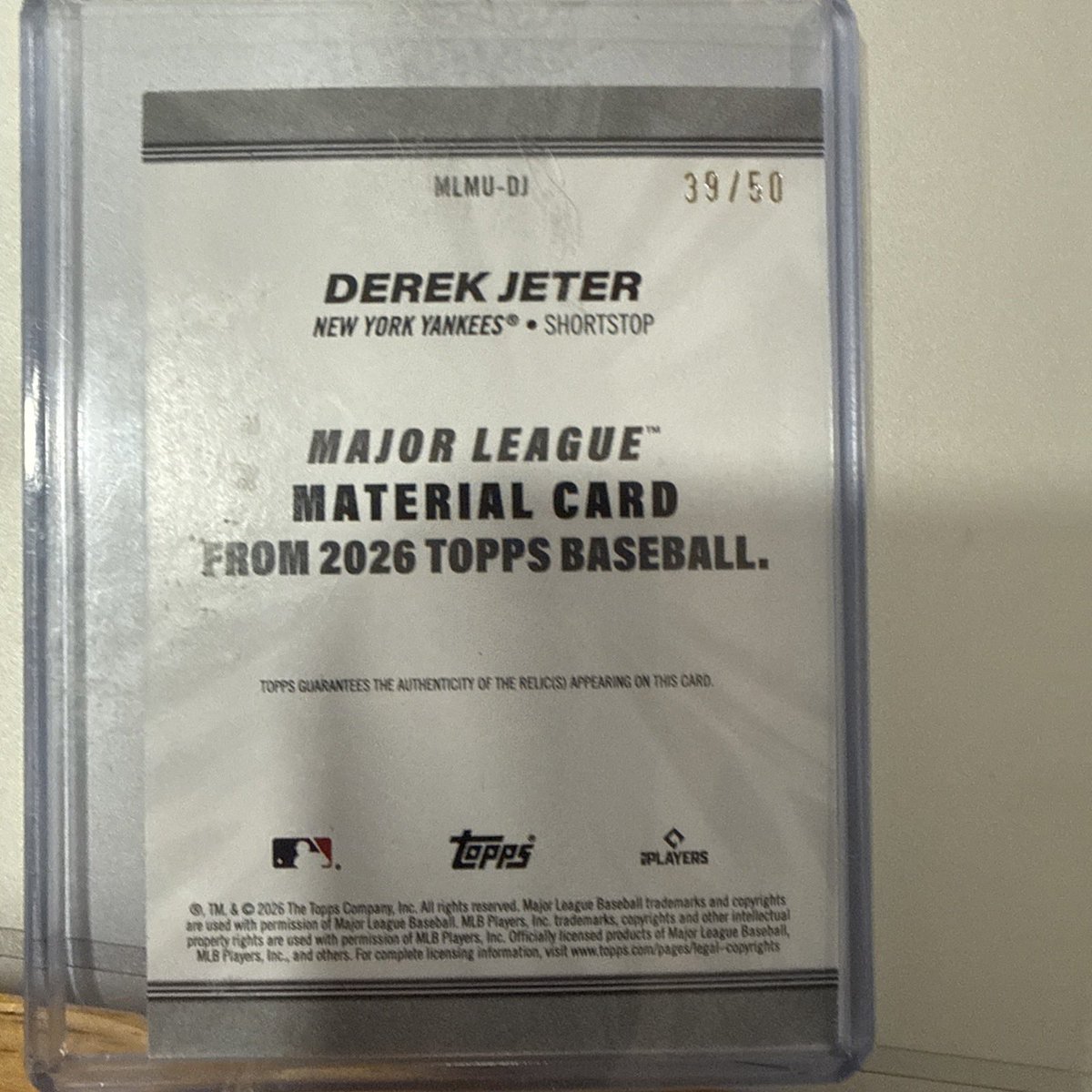 LoudMiamiFan's tweet photo. 🚨 JUST PULLED 🚨 THIS “Derek Jeter game worn memorabilia patch card” topps update series 2026. #39/50 gold.
Happy to sell this off to someone who cares for Jeter cards.
#TheHobby
#2026ToppsUpdate https://t.co/7beKcVZpUr