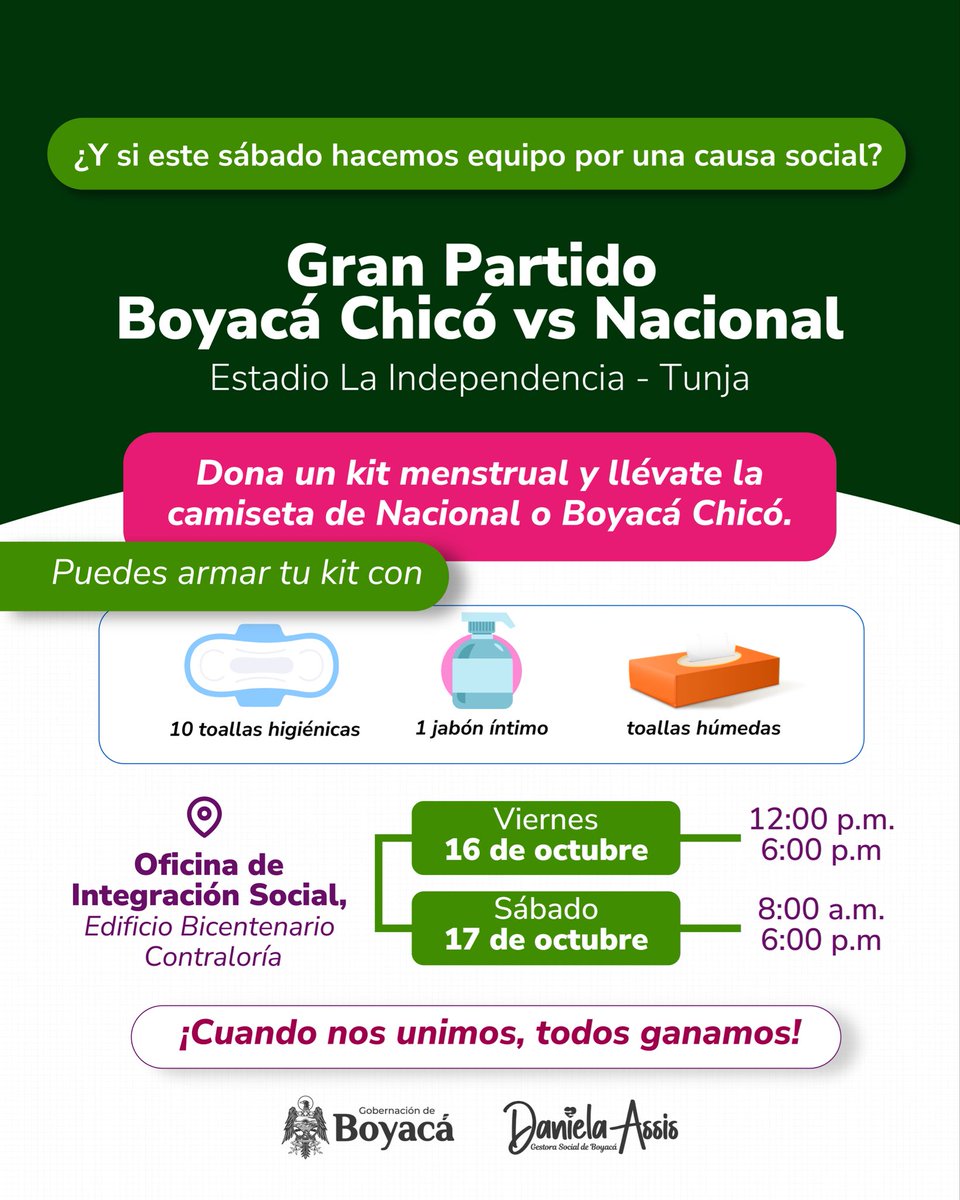 SecSocialBoyaca's tweet photo. La @GobBoyaca bajo el liderazgo de @DanielaAssisF y en articulación con la secretaria Daniela Lozano, cambiamos camisetas por solidaridad para promover la dignidad menstrual 💜⚽️. https://t.co/lgn7ntQjNk