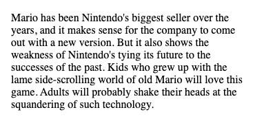 Beta64Official's tweet photo. May 22, 1996

New York Times says that Nintendo is weak for making Super Mario 64 and that they are squandering the power of the Nintendo 64 by making something so lame like a Mario platformer. https://t.co/YPbmjDBqBT