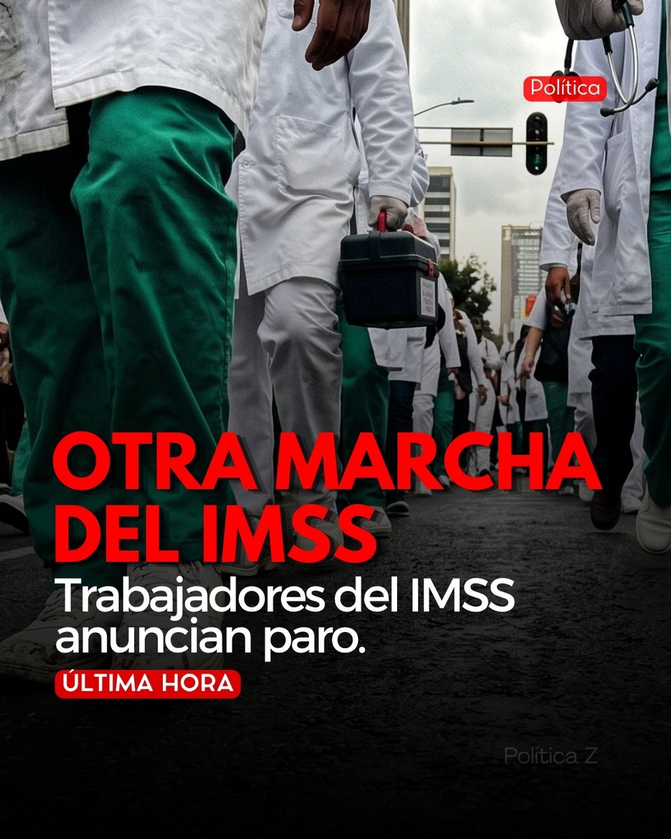 politicazmx's tweet photo. #IMSS | 🔴 NUEVA MARCHA NACIONAL DEL IMSS.

Atención con esto! 🚨 El personal del IMSS no se rinde y acaba de confirmar una nueva marcha para este próximo 21 de octubre. Aún falta que definan la ruta exacta y los horarios, así que pendientes porque les estaremos informando. https://t.co/S5Haw3Lo0x