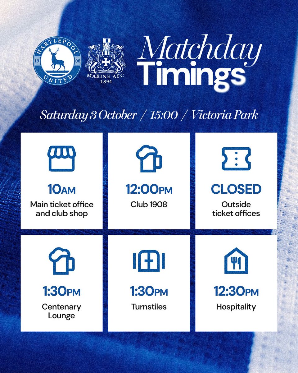 Official_HUFC's tweet photo. Today's timings ⏰

ℹ️ Please note that there will be no turnstiles open at the Millhouse side. Both Cyril Knowles and Town End will enter via the turnstiles on Clarence Road. https://t.co/M8QlngjuFb