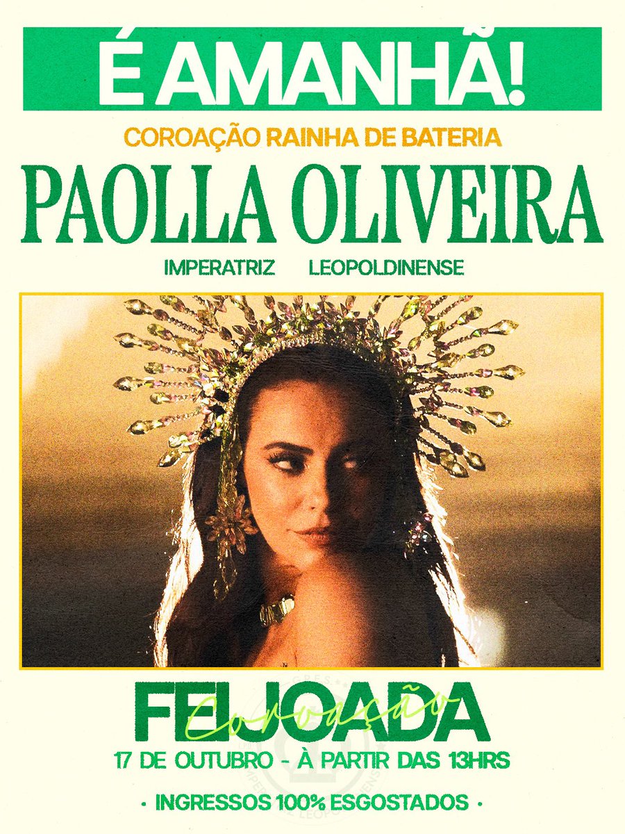 oficialgresil's tweet photo. Amanhã é dia de coroarmos nossa Rainha Paolla Oliveira✨ 

Será lindo demais. 
Nos vemos em Ramos.

Ingressos 100% esgotados. https://t.co/mXz2OsprSk