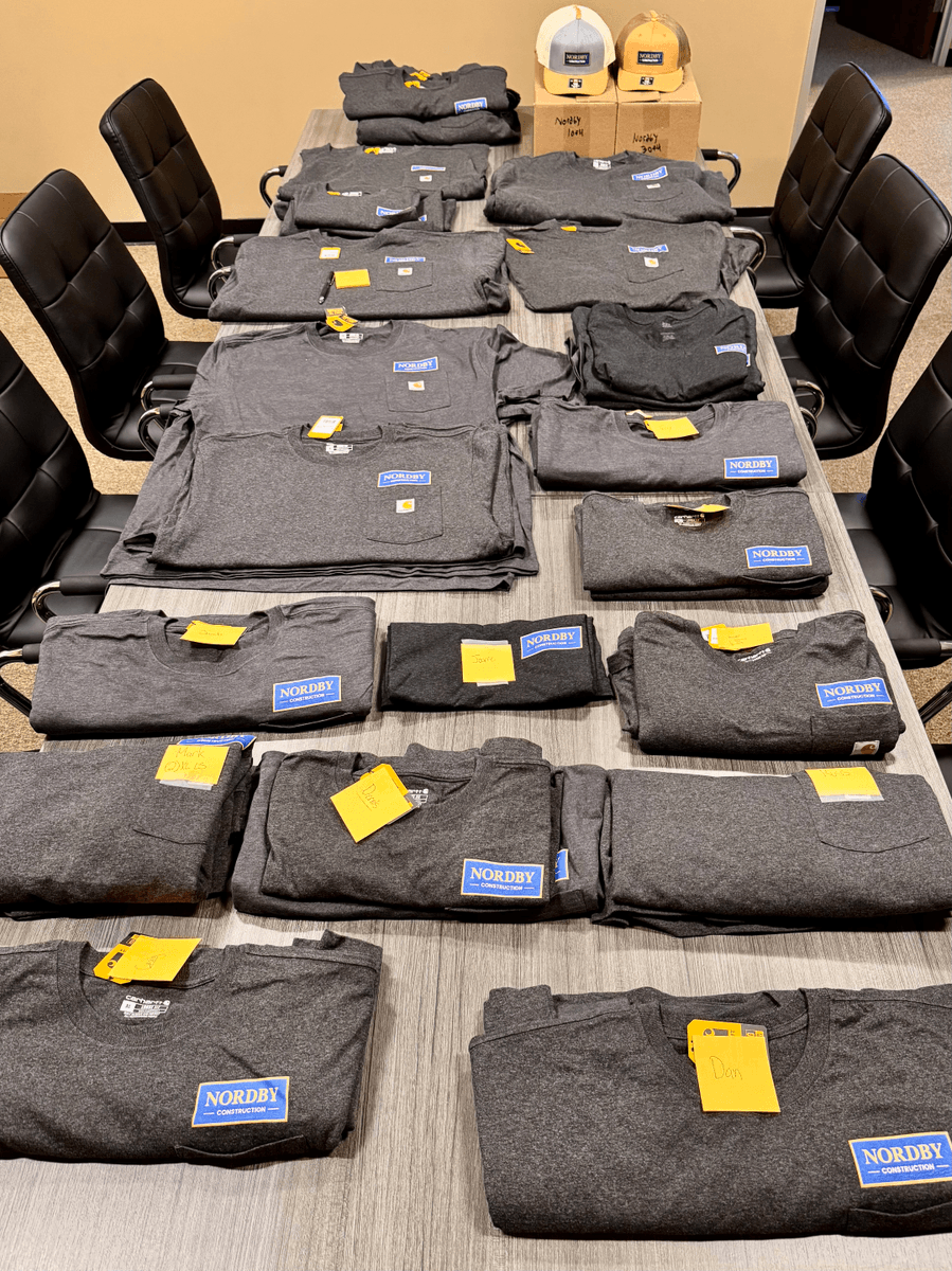 NordbySocial's tweet photo. New Nordby apparel just arrived and we are excited about it. We got a whole lot of Carhartt in the office and more on the way!

The best teams deserve the best uniforms. Thank you to Chris at Anchor 21 in Petaluma for the custom gear.

#IconicBuildersOfWineCountry #napavalley https://t.co/rros7T2wOO