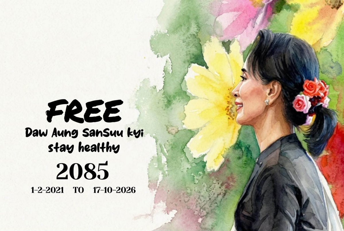 CDM_SayarAung's tweet photo. #2085Days FREE! Our Leader
#FreeAungSanSuuKyi
#WhereIsShe
#2026Oct17Coup
#WhatsHappeningInMyanmar https://t.co/E61auKf2T8