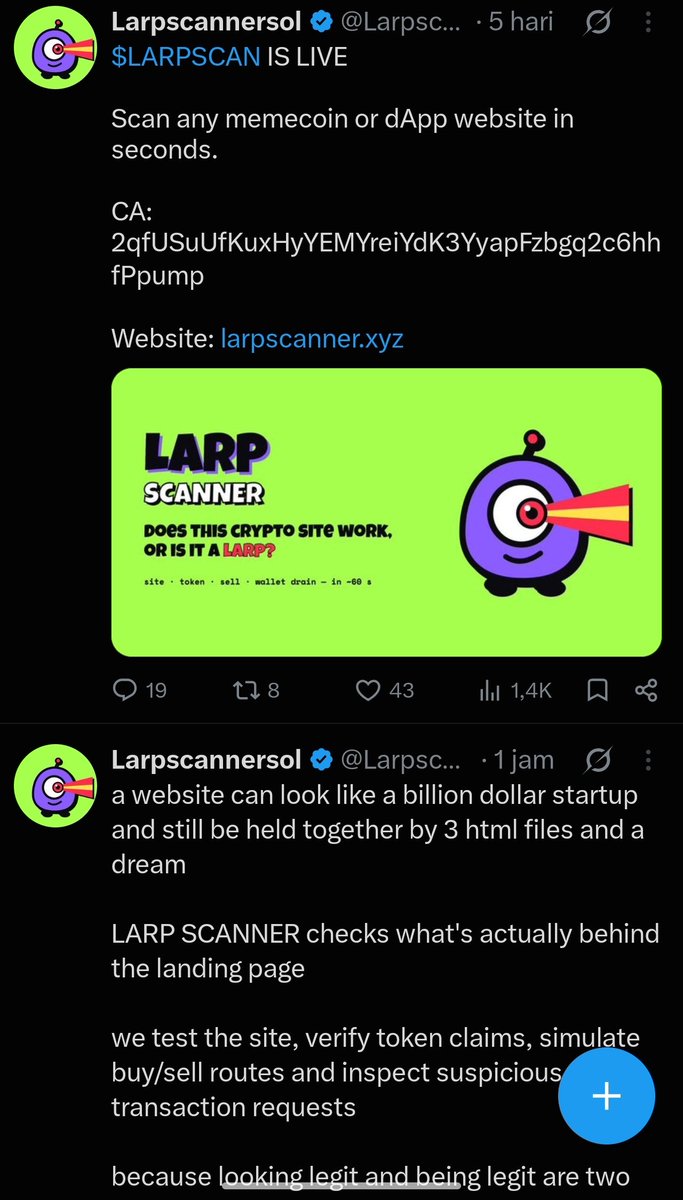 mashsaltbread's tweet photo. So much potential, bigger than @Larpcheckbot. Larp scanner building something bigger than it, you can scan more detail from website, telegram, and X bot tag. Dev shipping hard, clean and gud tek. Check @Larpscannersol 

2qfUSuUfKuxHyYEMYreiYdK3YyapFzbgq2c6hhfPpump https://t.co/UkRGLFQT9m