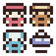 MonstrousEnt's tweet photo. Our protagonists Bearl, Hank, and Wade shown here in their 8px by 8px world map form, from our developing game: The Ballad of Bearl Headwards.

#pixelart #sprites #gameboy #indiedev #gbstudio https://t.co/zP9yGjNY4q