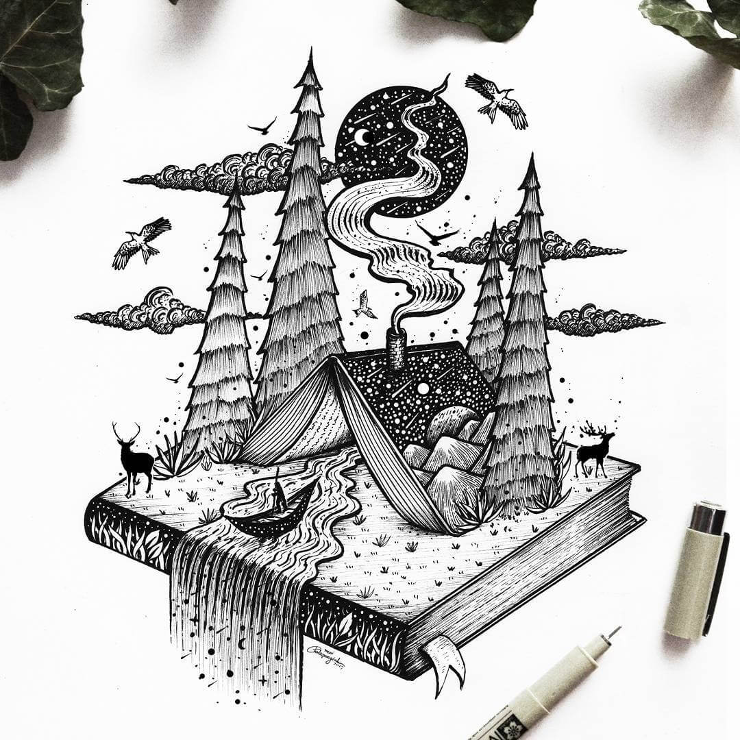 DesignStack_co's tweet photo. (press the link, to see of this)
A-Frame Book #House.  🍃️🌺️🍃️
#Fantasy and #Surrealism in Ink Illustration. By Meni Chatzipanagiotou. https://t.co/x8NrnG1Lc9 https://t.co/PI6jQqSQkB