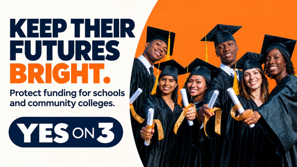 YesonProp3CA's tweet photo. Big dreams deserve strong support. Prop 3 protects funding for schools and community colleges so California students can keep reaching for their goals. Vote YES on 3. #YesOn3CA #Prop3 https://t.co/TLWw3bKCnK