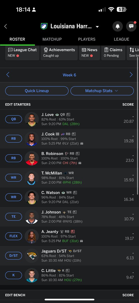 jaumpawlo_'s tweet photo. @gRankFantasy Should I change anything in my starting lineup? And who should I drop for Devonta smith coming back? https://t.co/ywPyGZgZFY