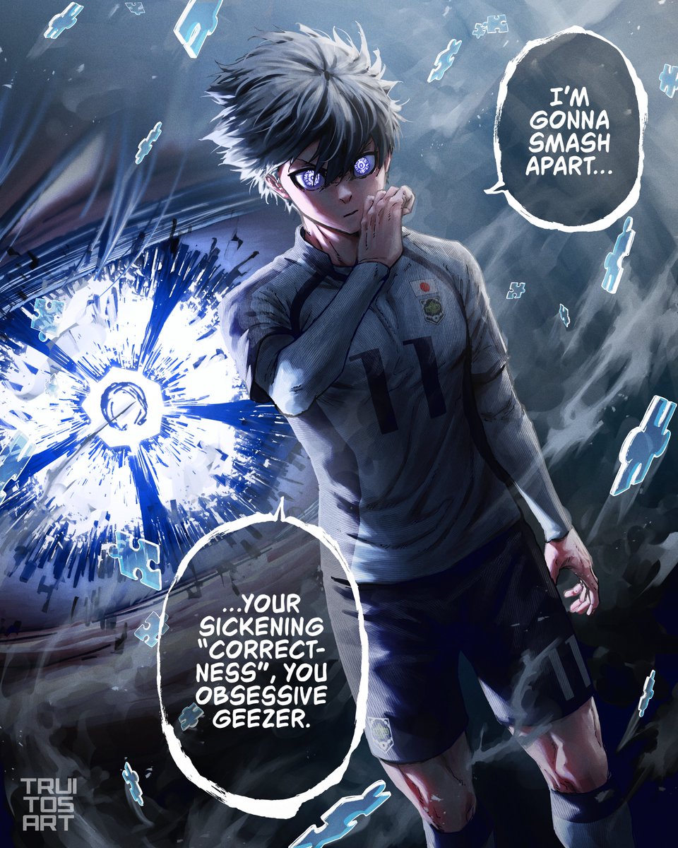 TruitosArt's tweet photo. Isagi finally invicible he have the blue lock eyes https://t.co/76588JNKE9