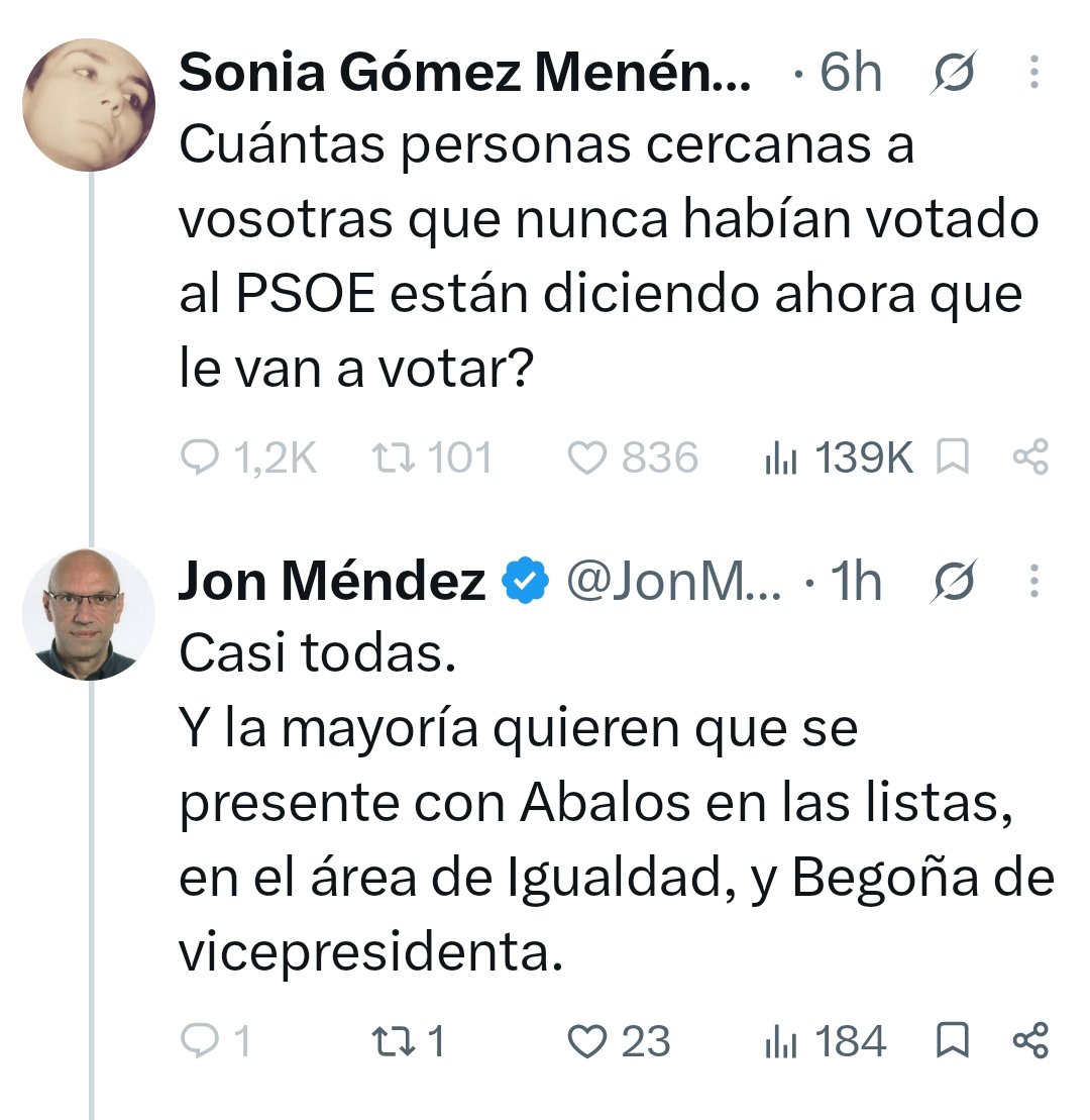 JonMendezIz's tweet photo. Así no se puede, compañeras.
El apoyo a Sánchez ha de ser absoluto. No caben discrepancias por las preferencias en la confección de las listas. https://t.co/hs4u2S7pTt