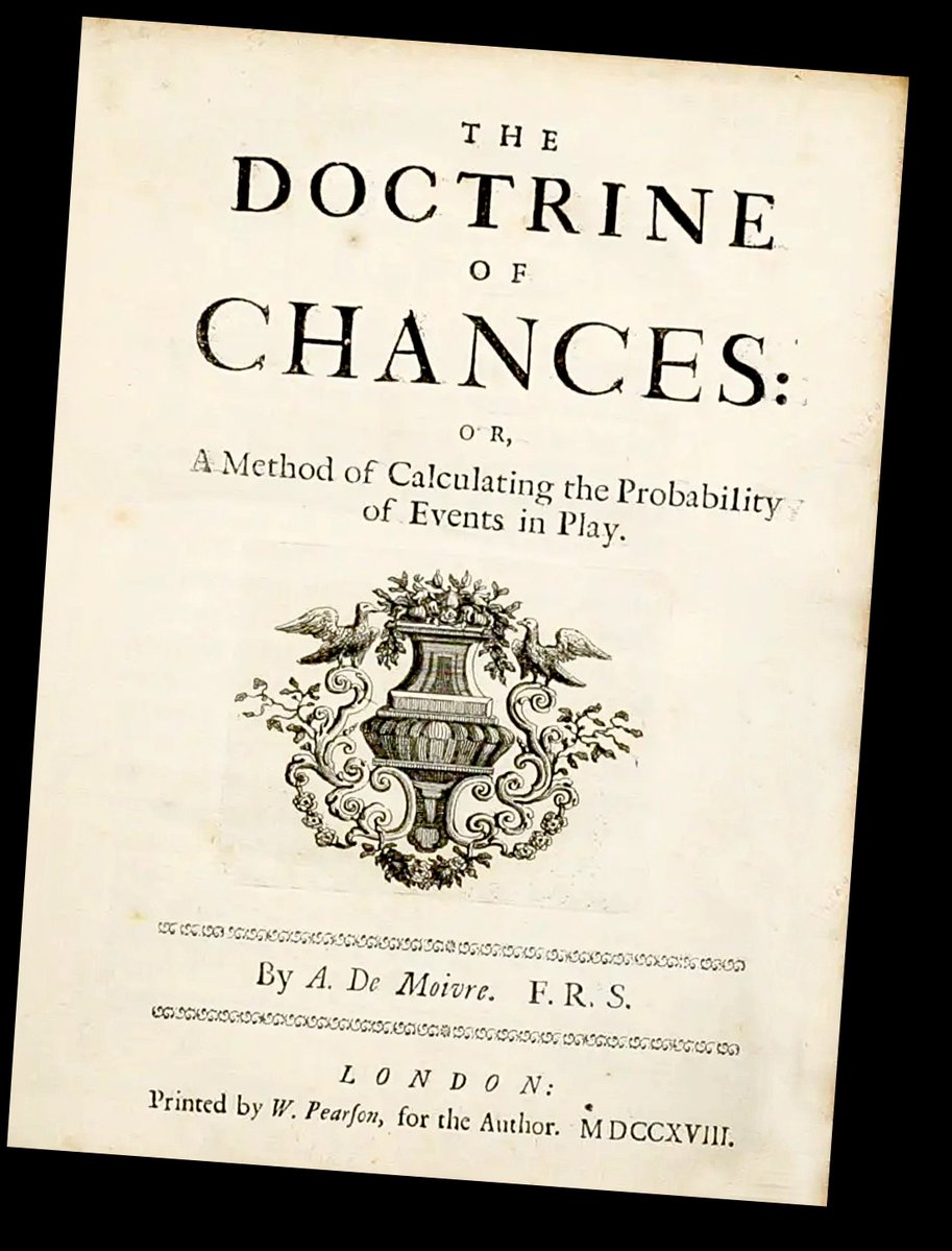 QuantaMagazine's tweet photo. In the 17th century, Abraham de Moivre fled from France to England due to anti-Protestant persecution. To help pay his bills, he provided London gamblers with math-backed advice. His observations led him to write The Doctrine of Chances, the very first textbook on probability theory. https://t.co/FpFjsBZt08