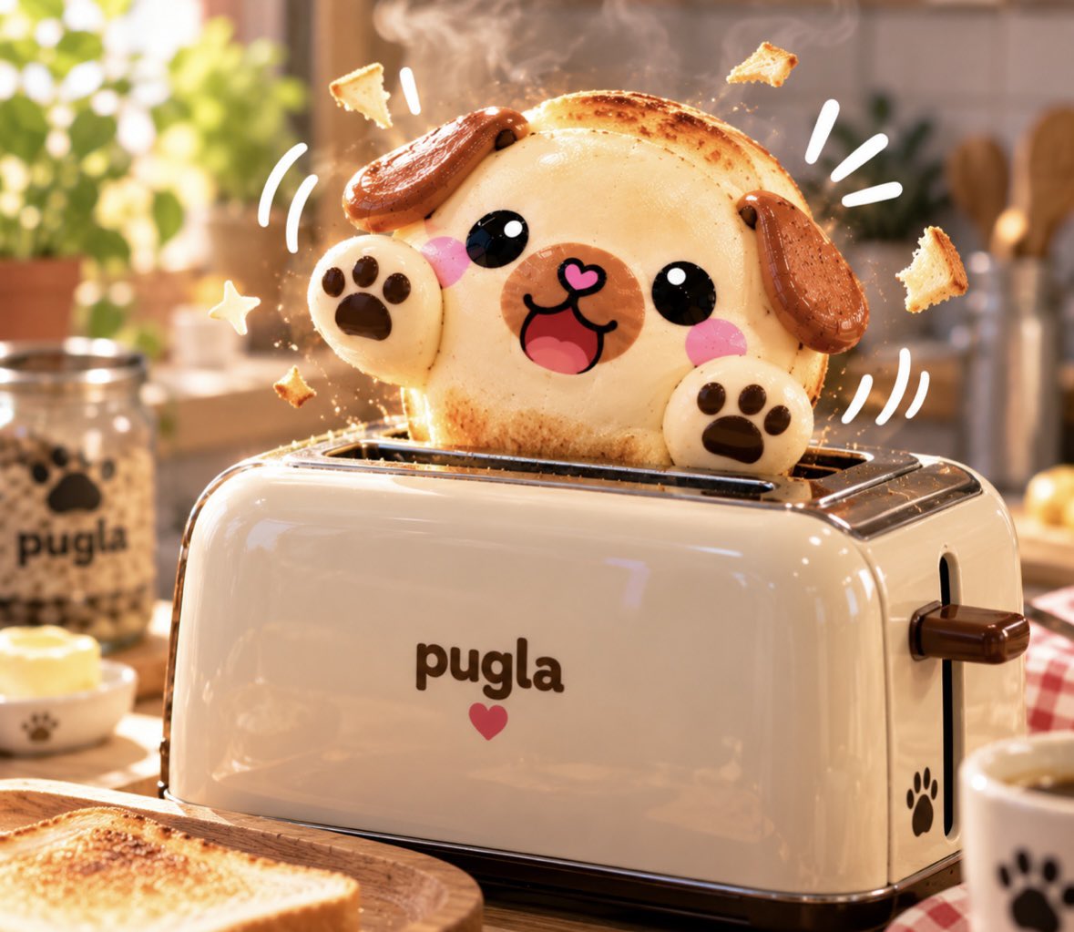 puglaofficial's tweet photo. トースターから、ぴょん！🍞🐾
おはようございます☀️
今日もこんがり、いい一日になりますように🧡

#パグラ #pugla #おはよう #食パン https://t.co/1mdipuPlc3