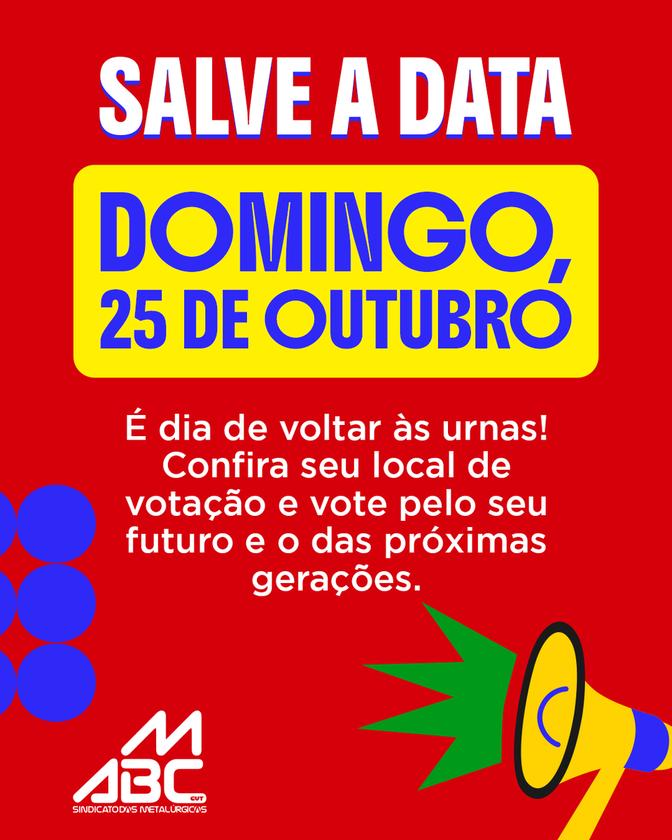 smabc's tweet photo. Temmos segundo turno!

No dia 25 de outubro, voltaremos às urnas para mais uma etapa das Eleições 2026.

Já salve a data, confira seu local de votação e se prepare para exercer seu direito ao voto. https://t.co/aBFU1VbMcx