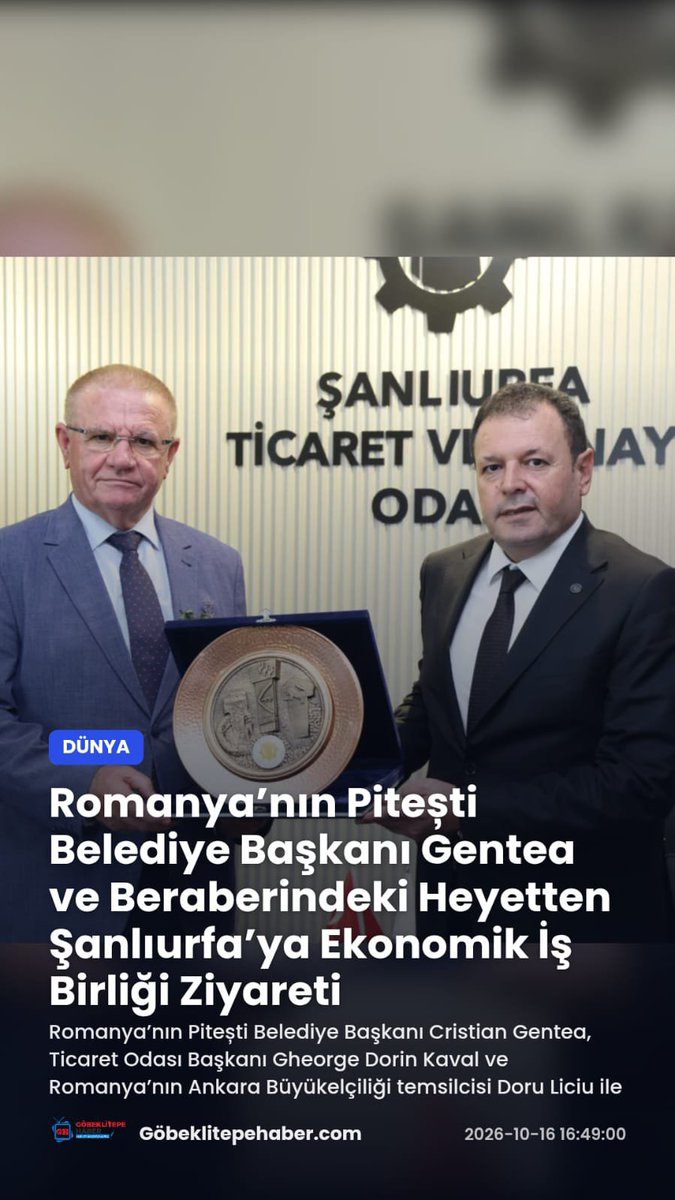 IBRAHIMKILIC571's tweet photo. Bir şehrin kaderi, ufkunu ne kadar geniş tuttuğuyla değişir. Şanlıurfa’mız bugün @mdoganyetim öncülüğünde Romanya ile yeni bir ticaret sayfasını açıyor. Kadim kentimizin emeğini, alın terini ve üretim gücünü dünya pazarına taşımak büyük bir vizyon işidir. Emeği geçen herkesin yolu açık, bereketi bol olsun. Şanlıurfa ürettikçe büyüyecek, ticaret geliştikçe kazanacak inşallah!  🇹🇷🤝🇷🇴 

 @serhatkrd @sabriakaltun1 @DoruLiciu @komiteleri @TOBBiletisim @RHisarciklioglu

​#Şanlıurfa #Vizyon #UluslararasıTicaret #ŞUTSO #Gelecekİçin #MehmetDoğanYetim