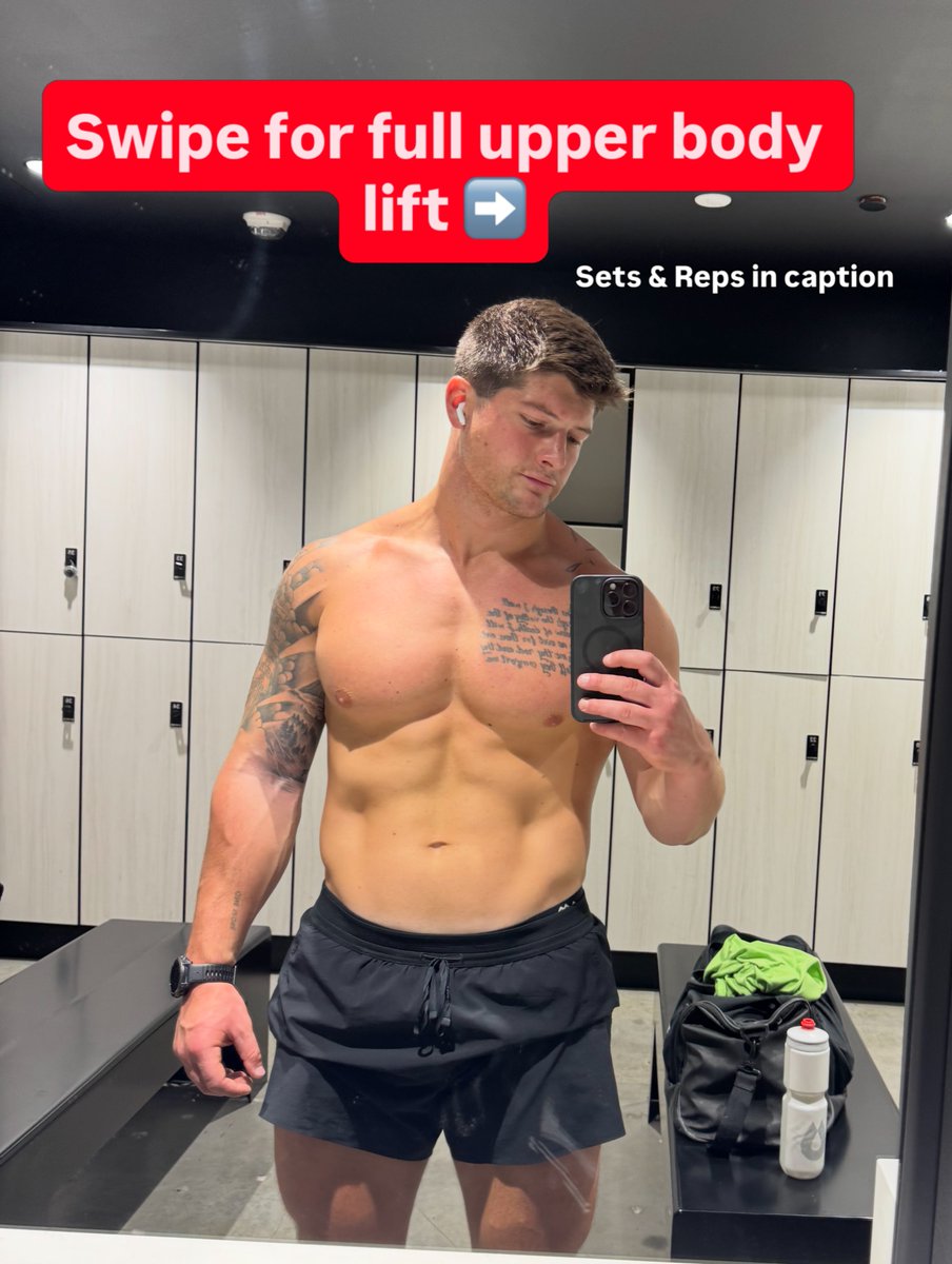 tatestedman's tweet photo. Couldn’t add text to the videos so swipe for exercises &amp; set/reps

Chest supported row 2-3x6-8

Incline Bench 2-3x6-8

Pull ups 2-3x8-10

Shoulder Press 2-3x6-8

Lat Pulldown 2-3x10-12

Lateral Raise 2-3x12-15

Rear Delt Fly 2-3x12-15

Hammer Curl 2-3x6-10 https://t.co/CdpxOdi6V2