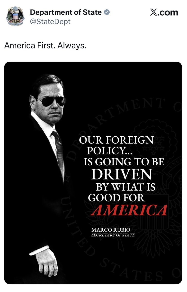 prem_thakker's tweet photo. Hours after Israeli terrorist settlers nearly beat an American journalist to death, the US State Department posts a Based photo of Marco Rubio, saying “America First. Always.” https://t.co/ES0oybEkj2