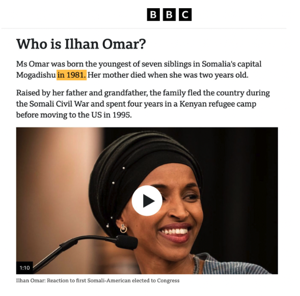 libsoftiktok's tweet photo. HOLY SHLIT

A BBC article from 2019 reported that Ilhan Omar was born in 1981

A few months later, her birth year was officially changed to 1982, to make her appear younger.

Care to explain @Ilhan?? https://t.co/QHxz4RMUYv