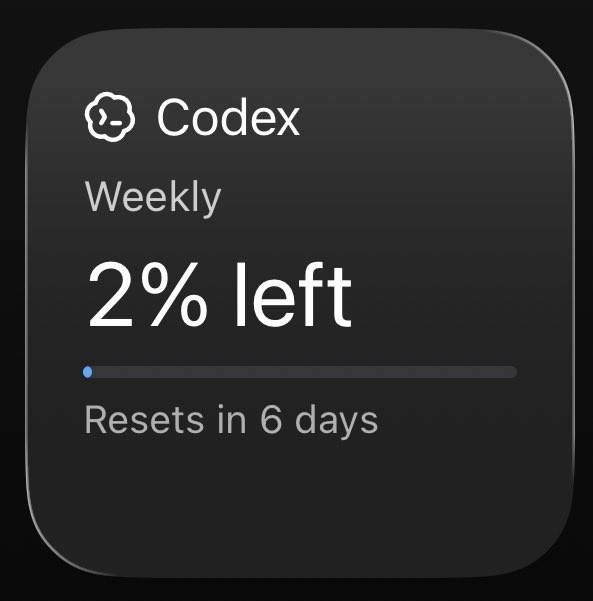 Jasonwmerrill's tweet photo. @thsottiaux Love the new widget! https://t.co/28fviO6XXW