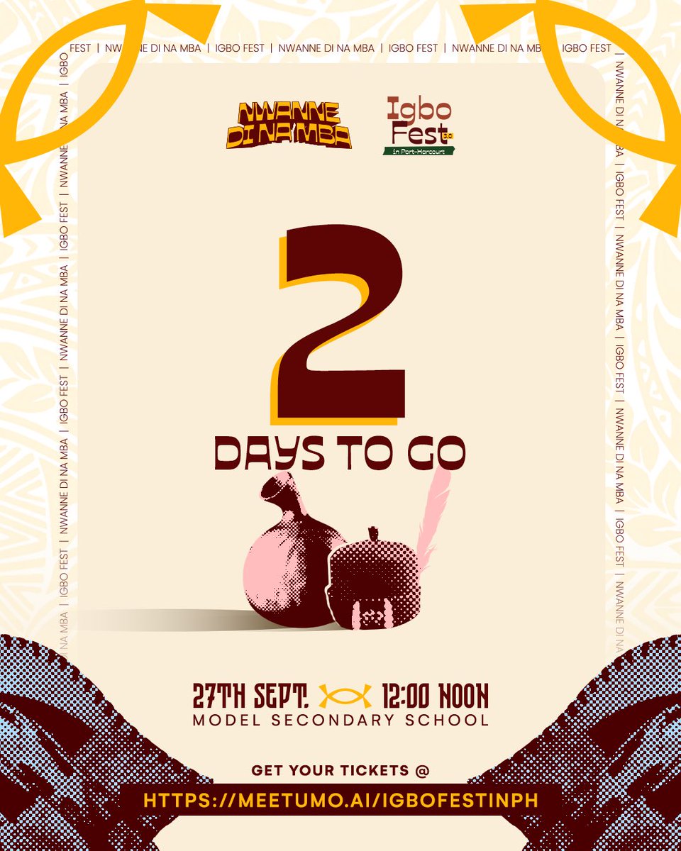 phigbofest's tweet photo. It’s 2 days to the #PhIgboFest 3.0 🥳🎉

Yet to get your tickets yet?
Click here https://t.co/BMDmOuXXWA to buy now 🎫 https://t.co/Bxn9qVF4Gx