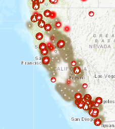 morrissey3333's tweet photo. These are all of the current wildfires burning in California...Southern California is going up in flames. God Help Us! https://t.co/Ybae7OMqm2