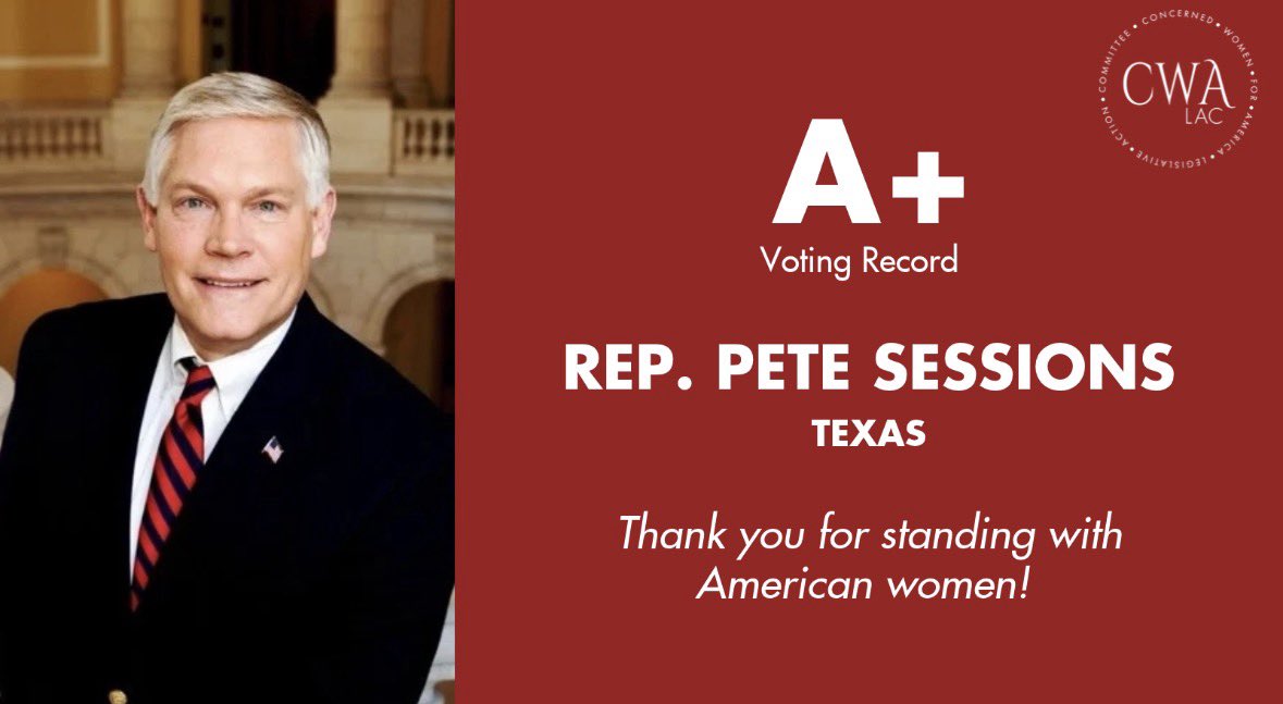A political endorsement graphic with a portrait of a suited man on the left and a red panel on the right featuring a voting grade, organization logo, and congratulatory message.